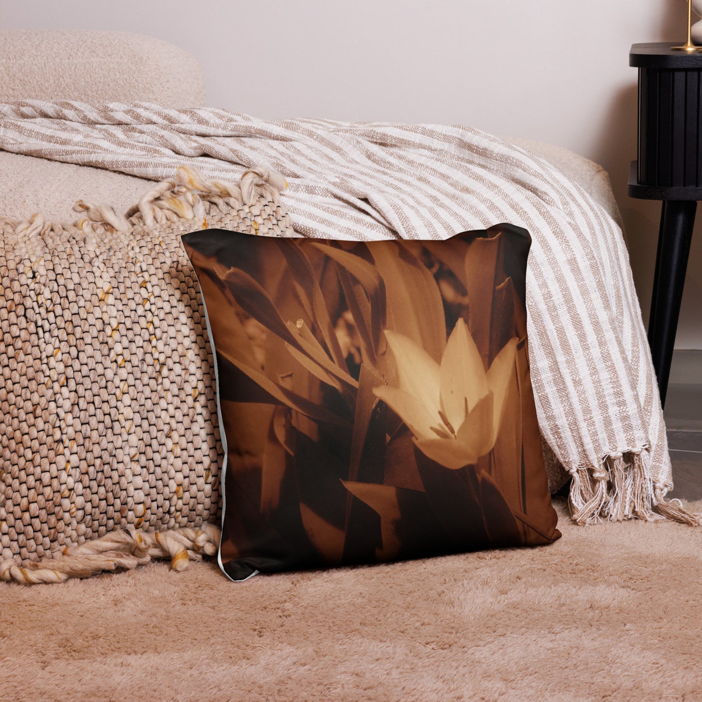 Pillow Case - Sepia Opened Tulip