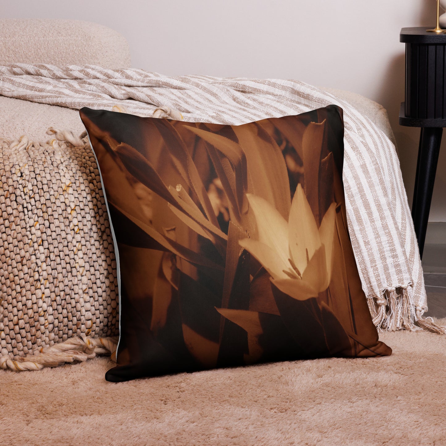 Pillow Case - Sepia Opened Tulip