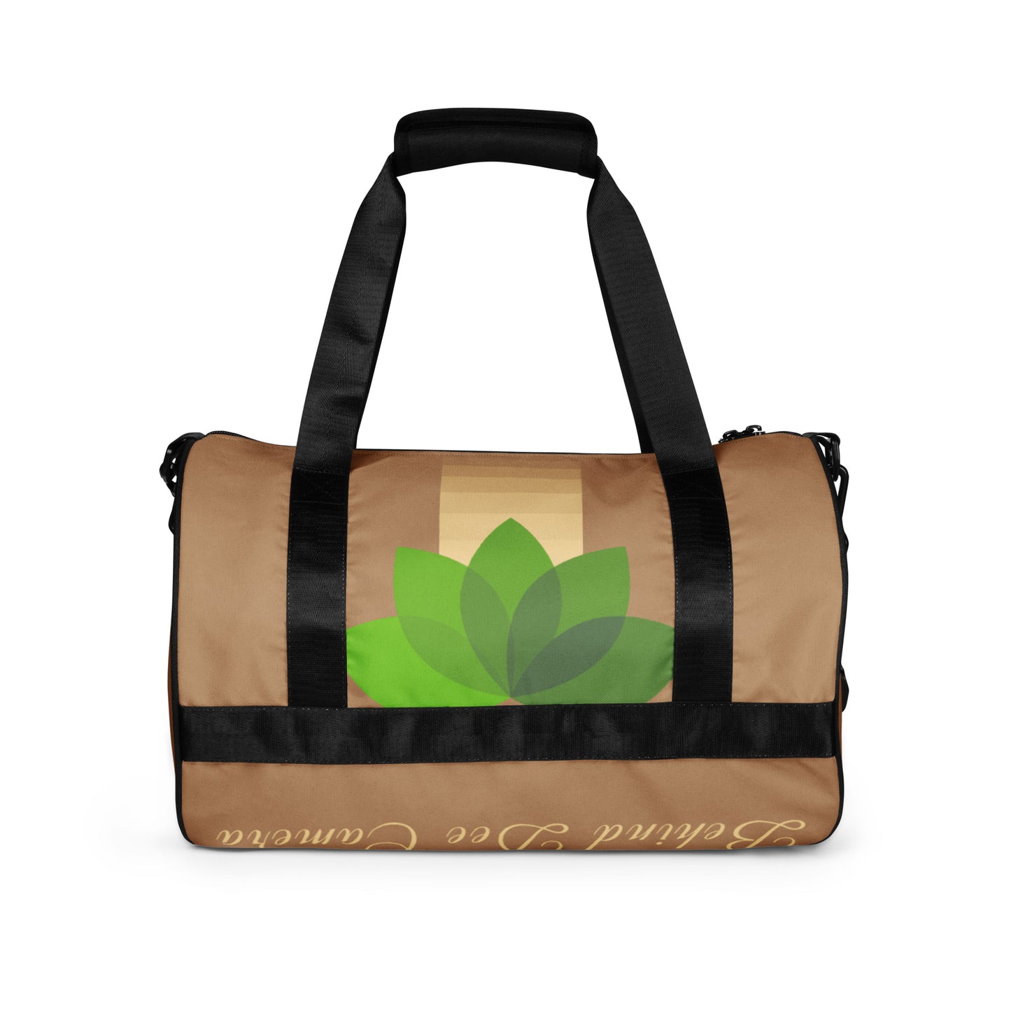 All-over print gym bag - Behind Dee Camera® logo (background)