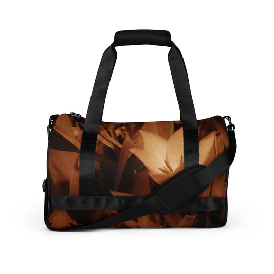 All-over print gym bag - Sepia Opened Tulip
