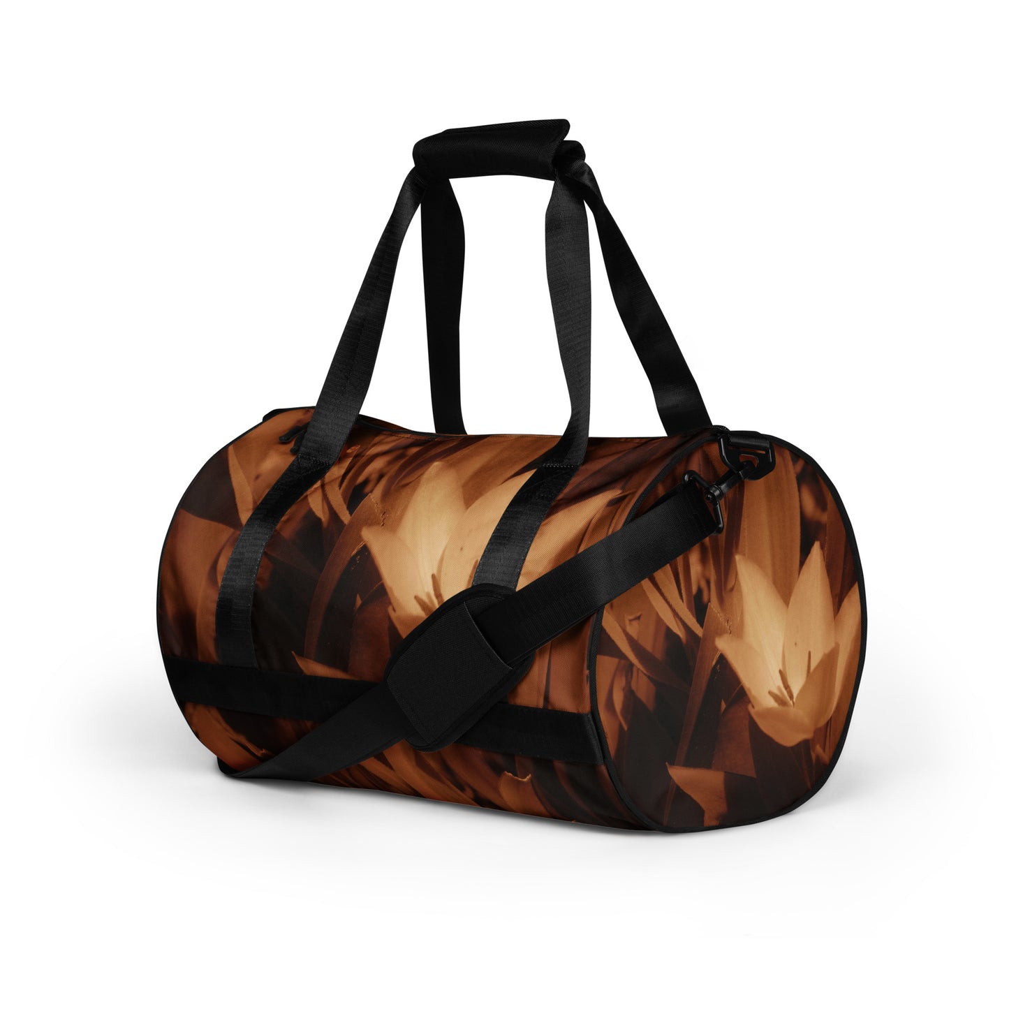 All-over print gym bag - Sepia Opened Tulip