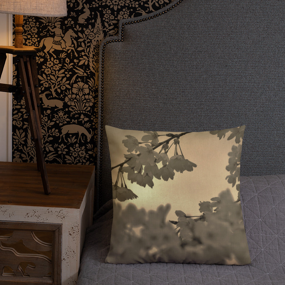 Premium Pillow - Sepia Cherry Blossoms
