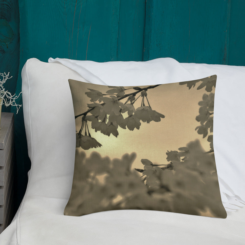 Premium Pillow - Sepia Cherry Blossoms