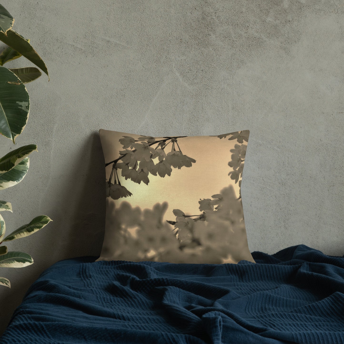Premium Pillow - Sepia Cherry Blossoms