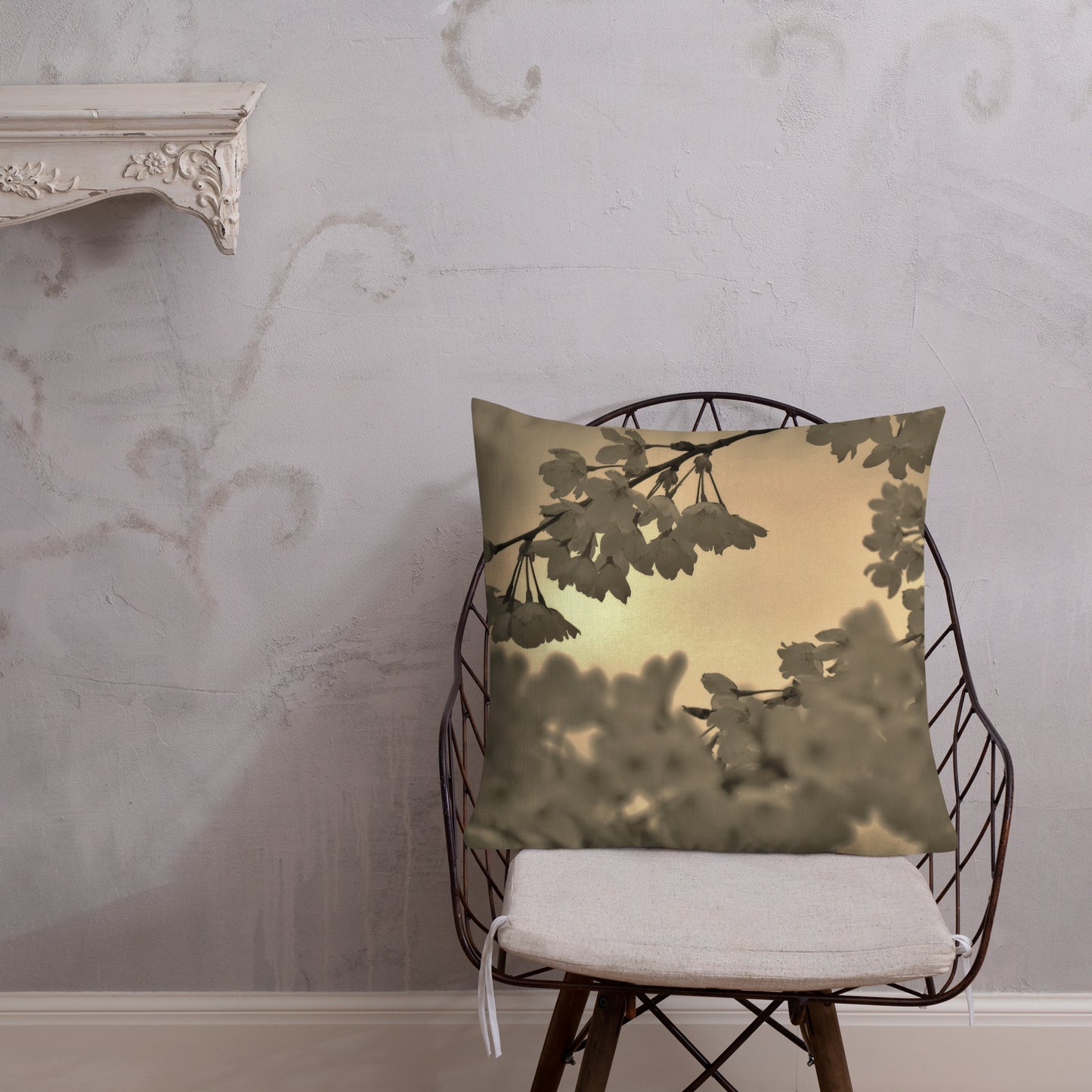 Premium Pillow - Sepia Cherry Blossoms