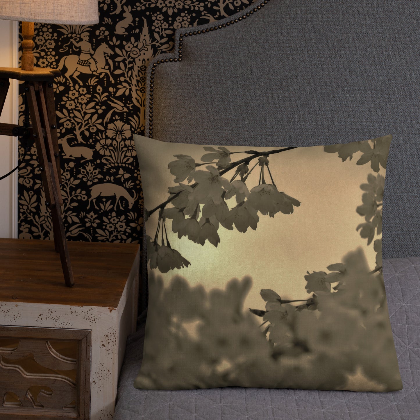 Premium Pillow - Sepia Cherry Blossoms