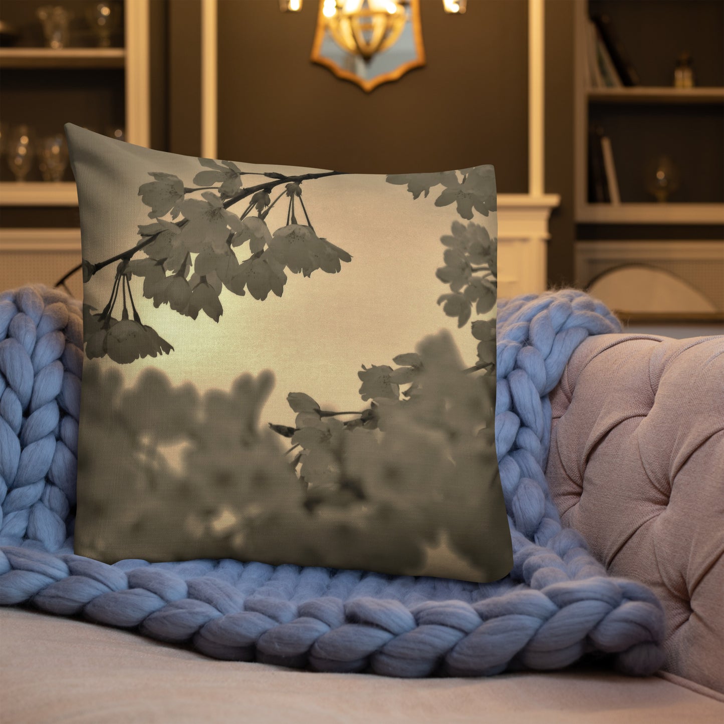 Premium Pillow - Sepia Cherry Blossoms