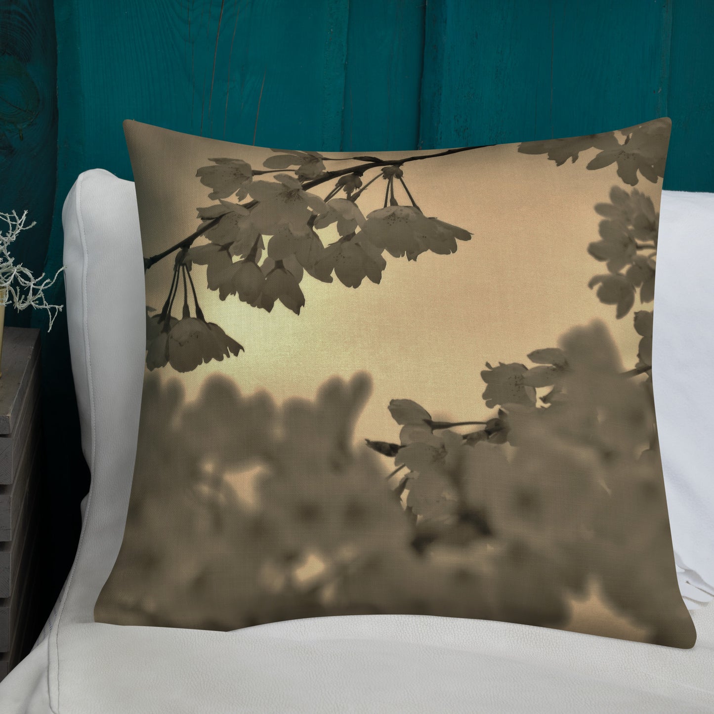 Premium Pillow - Sepia Cherry Blossoms