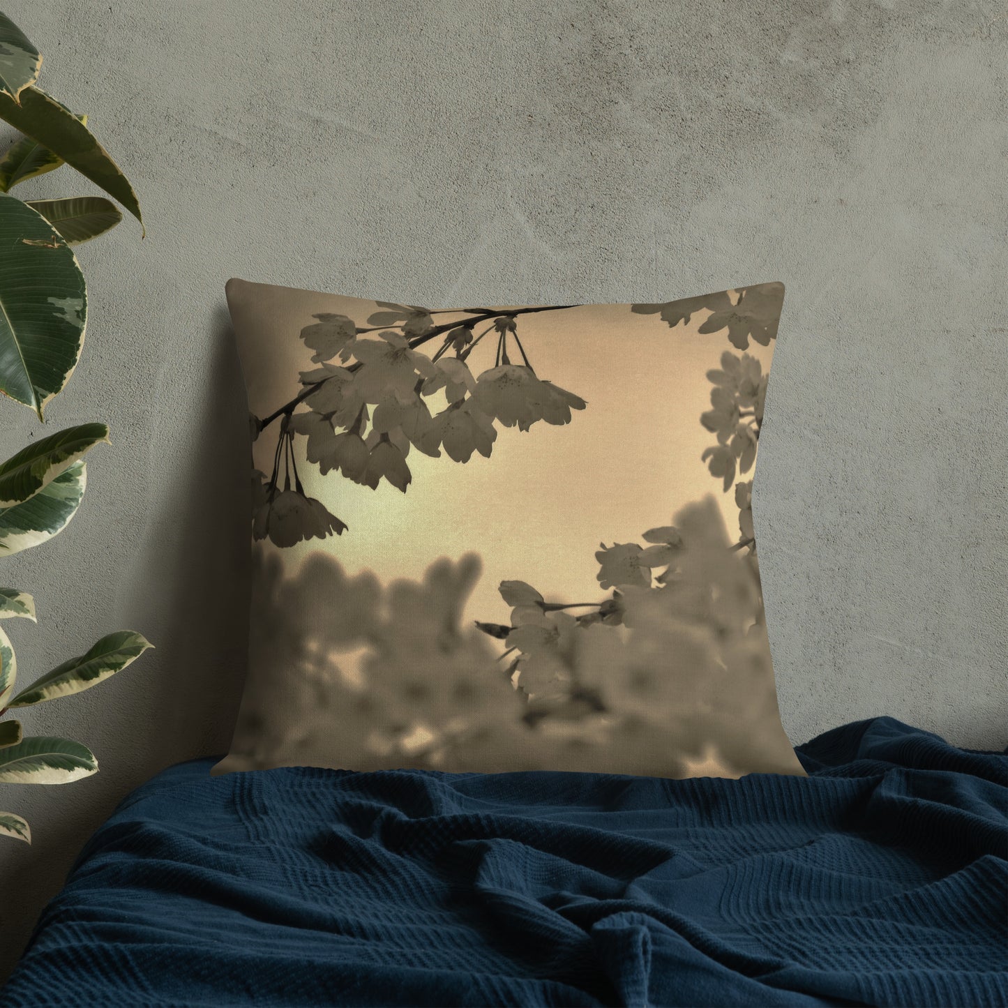 Premium Pillow - Sepia Cherry Blossoms