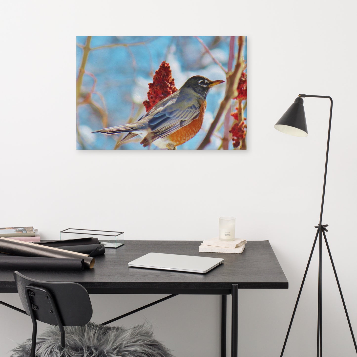 Toile - Robin dans l'arbre Sumac