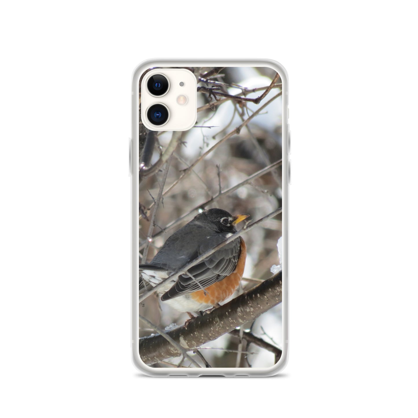 Coque transparente pour iPhone® - Snowy Robin
