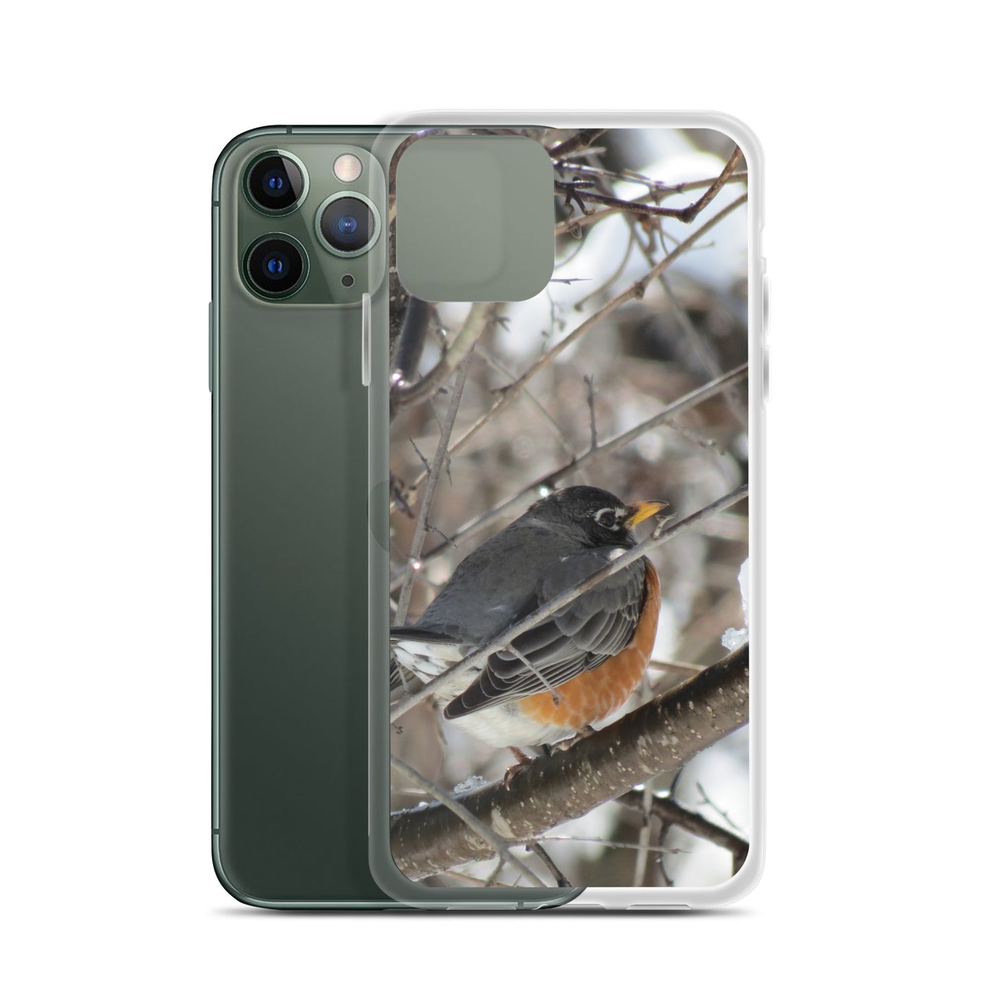 Coque transparente pour iPhone® - Snowy Robin
