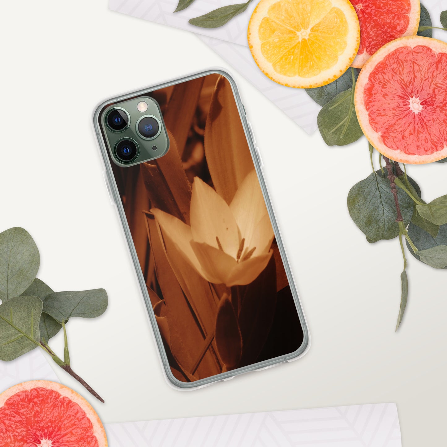 Clear Case for iPhone® - Sepia Opened Tulip