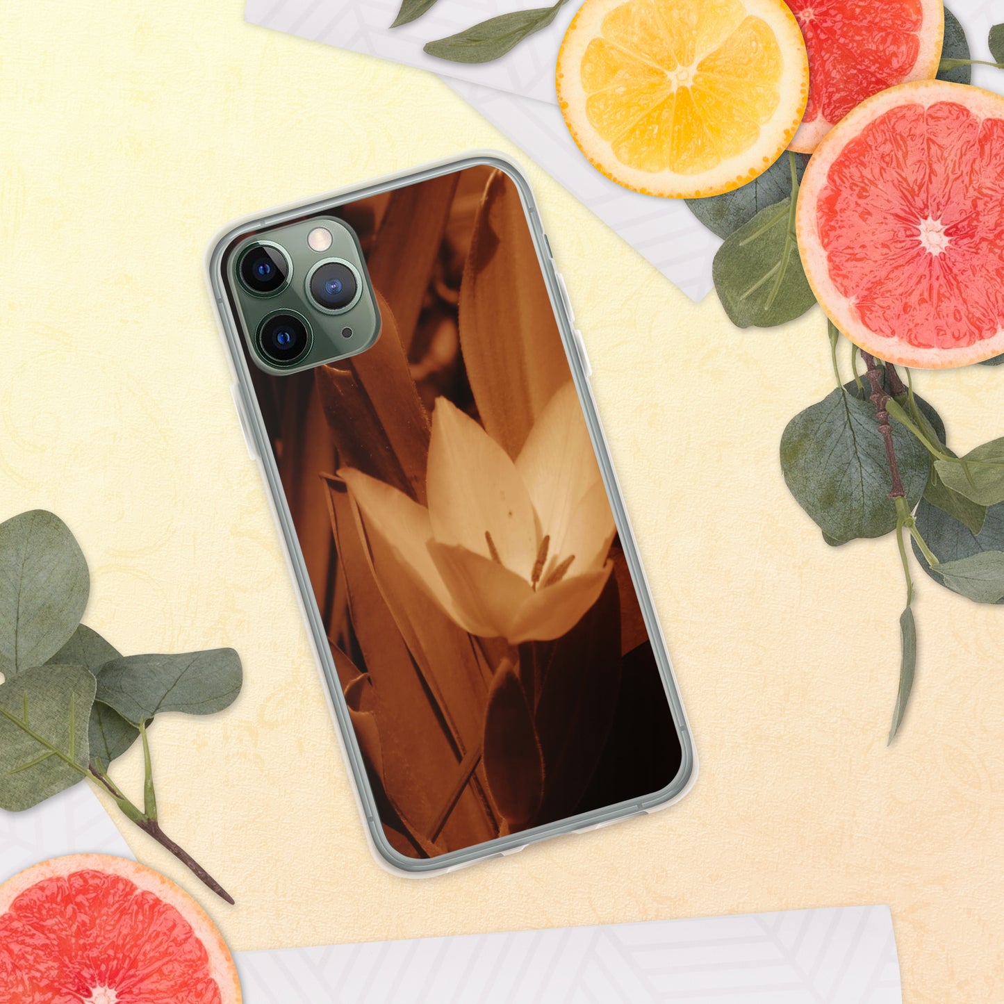 Clear Case for iPhone® - Sepia Opened Tulip