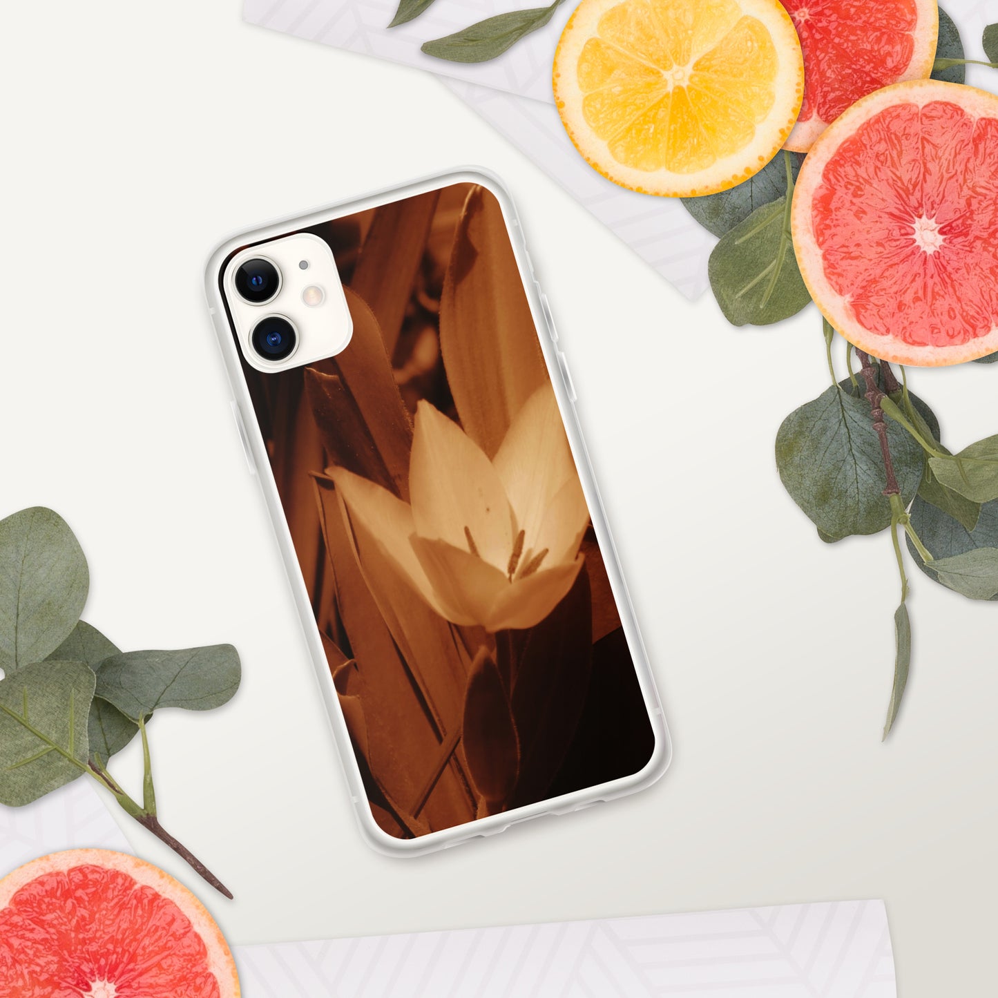Clear Case for iPhone® - Sepia Opened Tulip