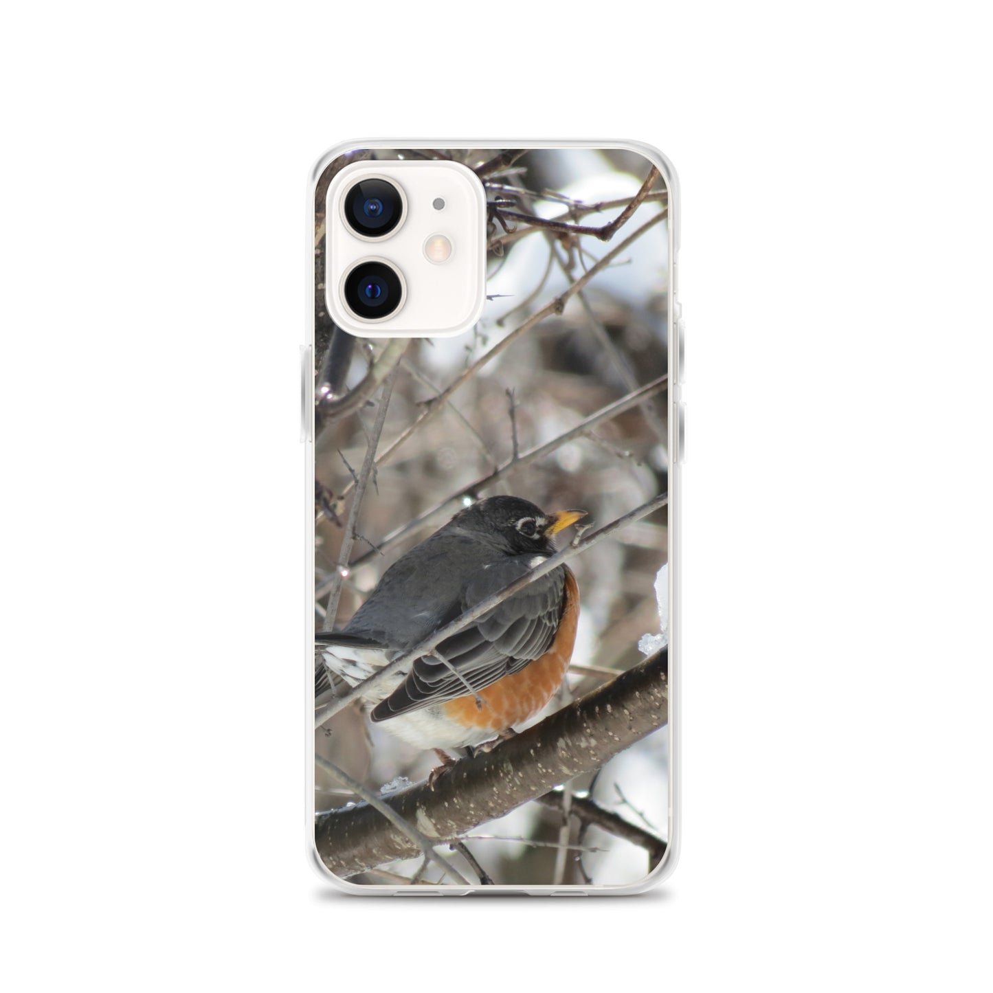 Coque transparente pour iPhone® - Snowy Robin