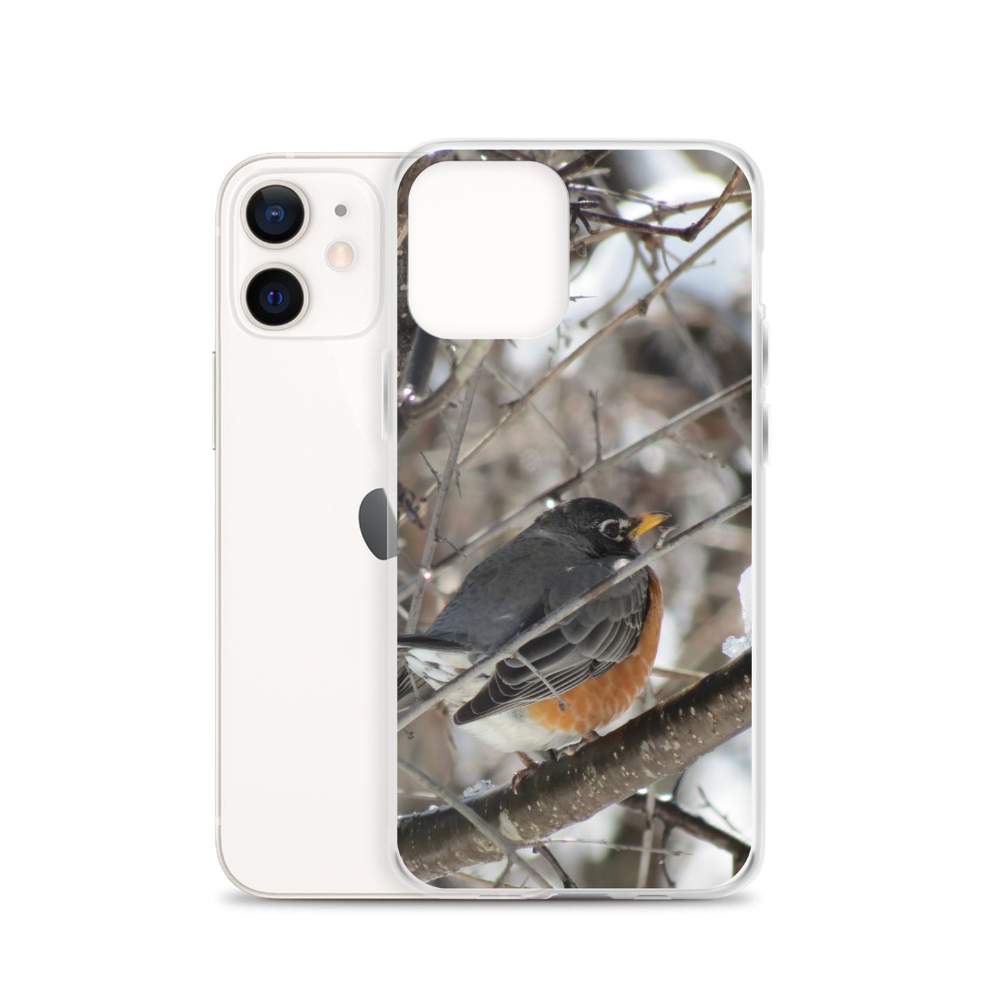 Coque transparente pour iPhone® - Snowy Robin