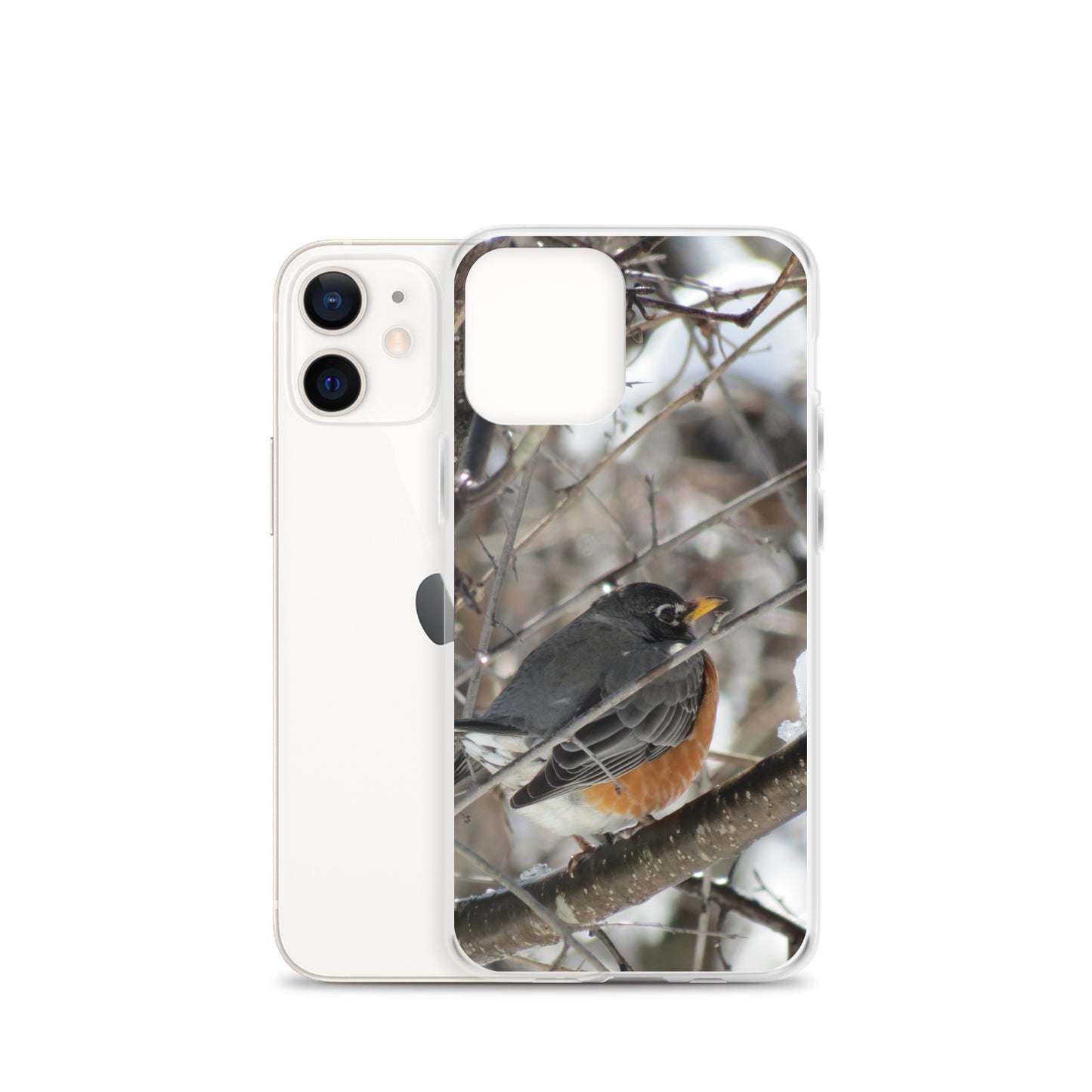 Coque transparente pour iPhone® - Snowy Robin