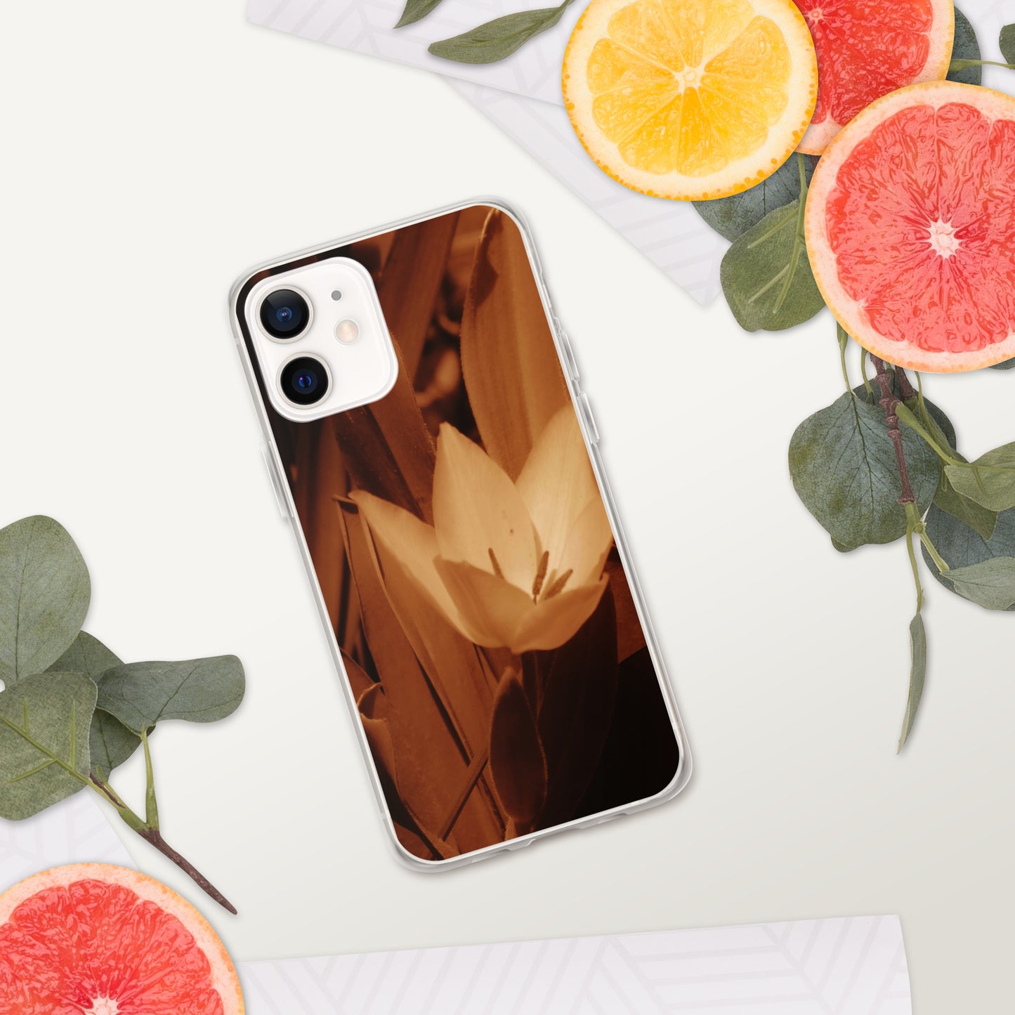 Clear Case for iPhone® - Sepia Opened Tulip