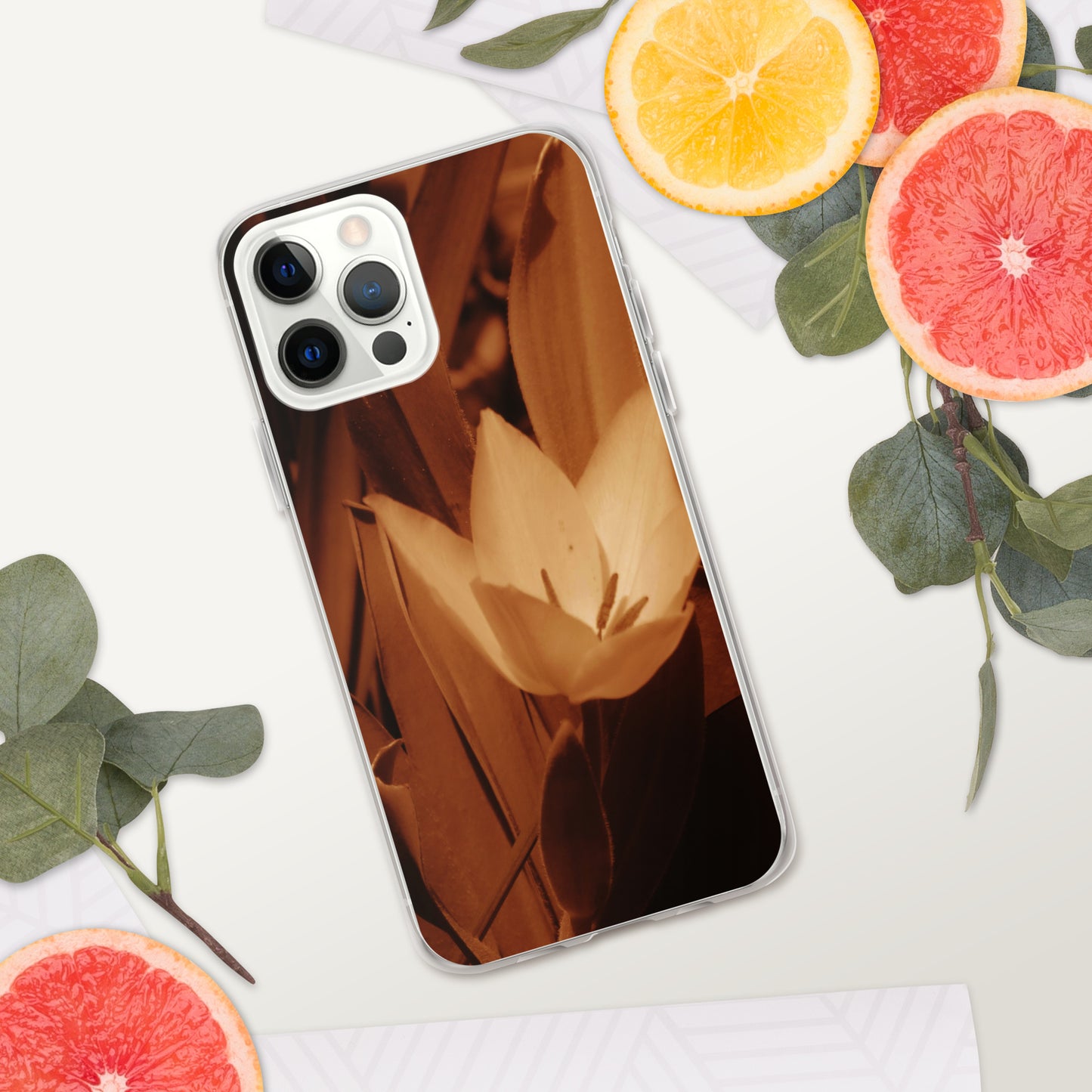 Clear Case for iPhone® - Sepia Opened Tulip