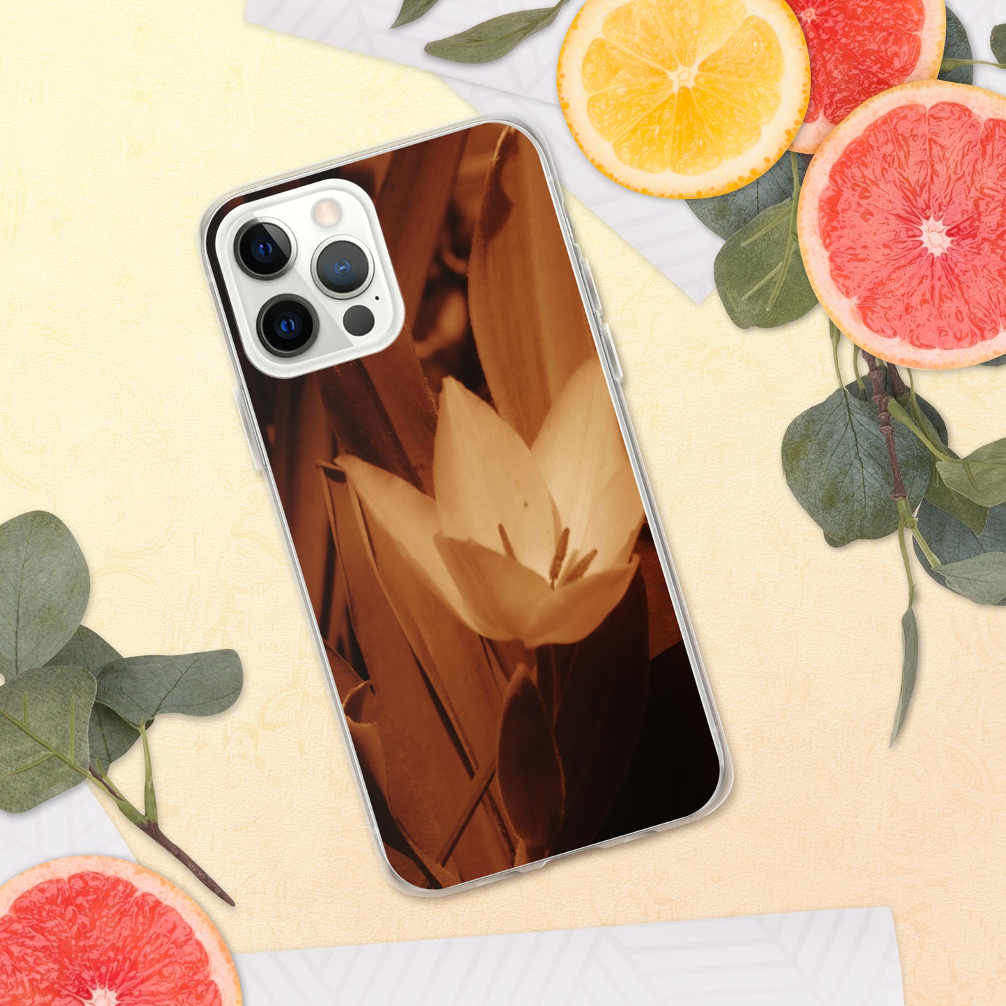Clear Case for iPhone® - Sepia Opened Tulip