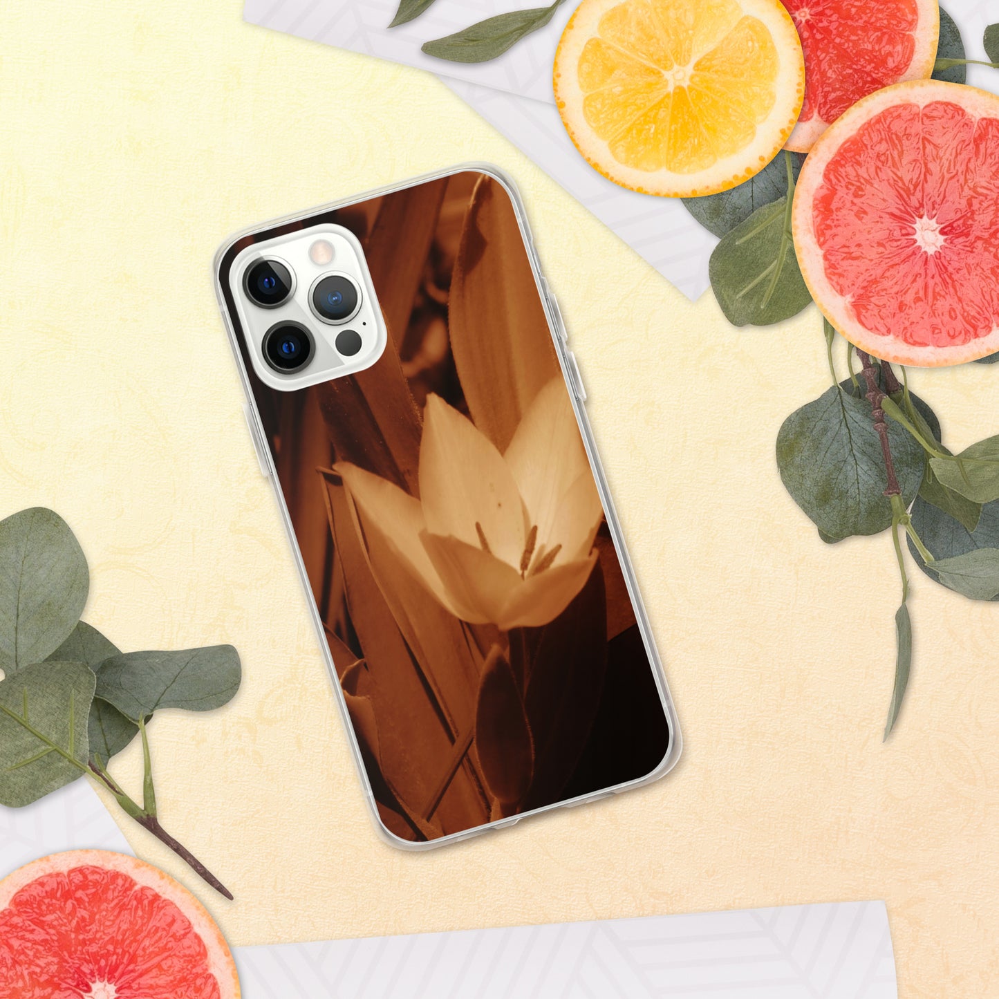Clear Case for iPhone® - Sepia Opened Tulip
