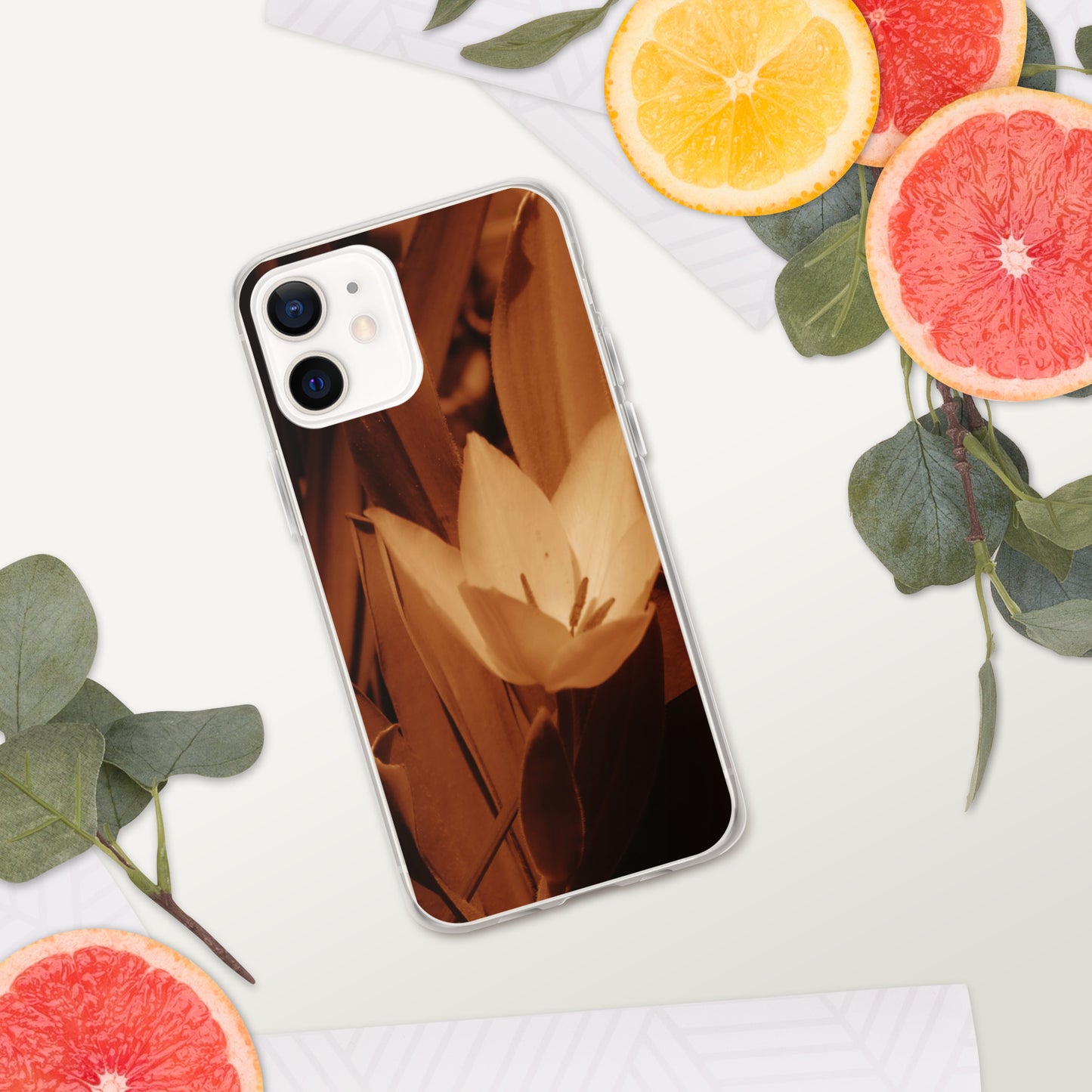 Clear Case for iPhone® - Sepia Opened Tulip