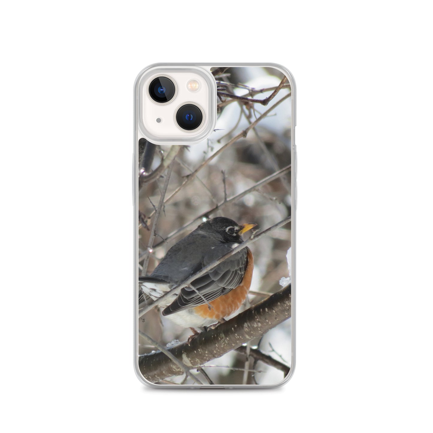 Coque transparente pour iPhone® - Snowy Robin