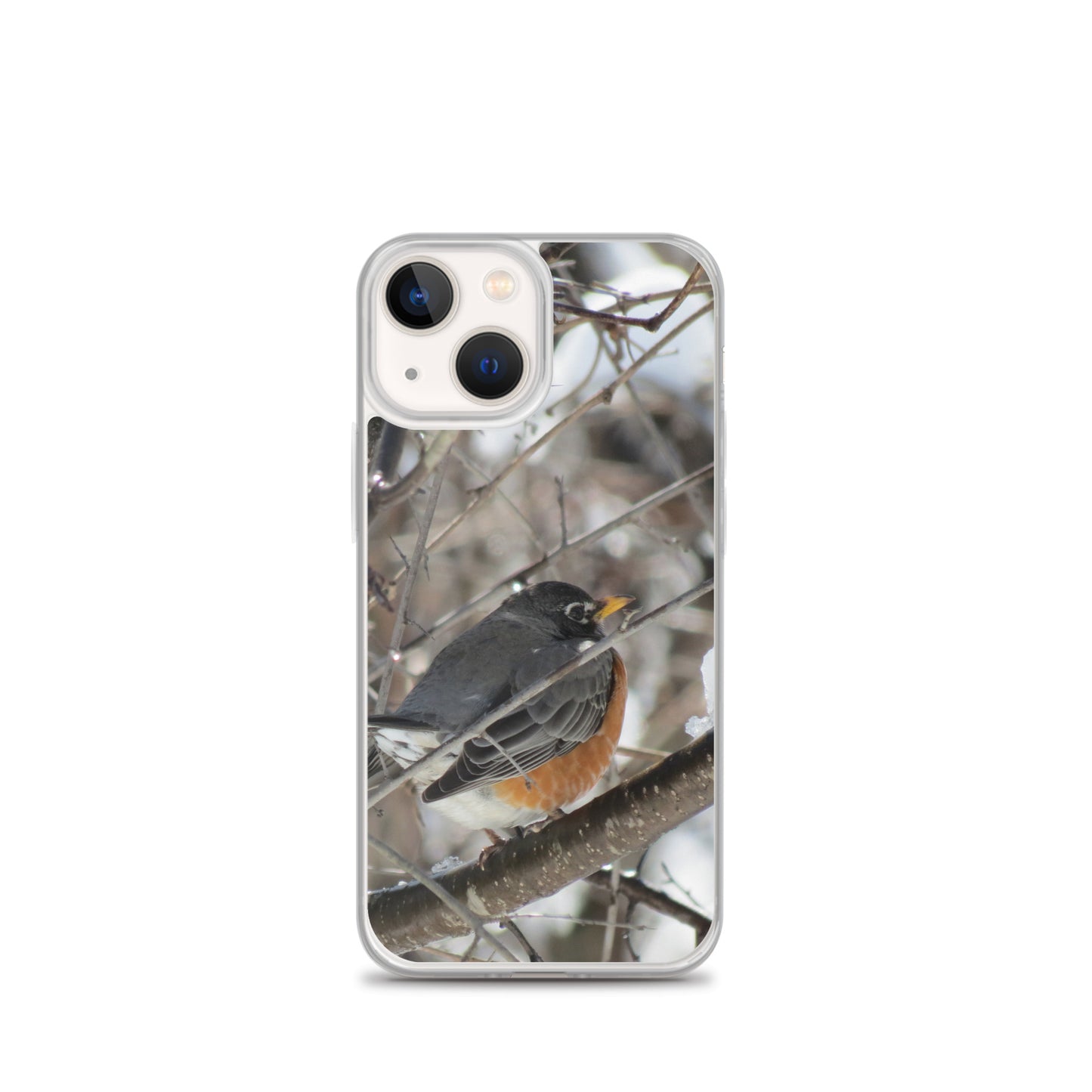 Coque transparente pour iPhone® - Snowy Robin