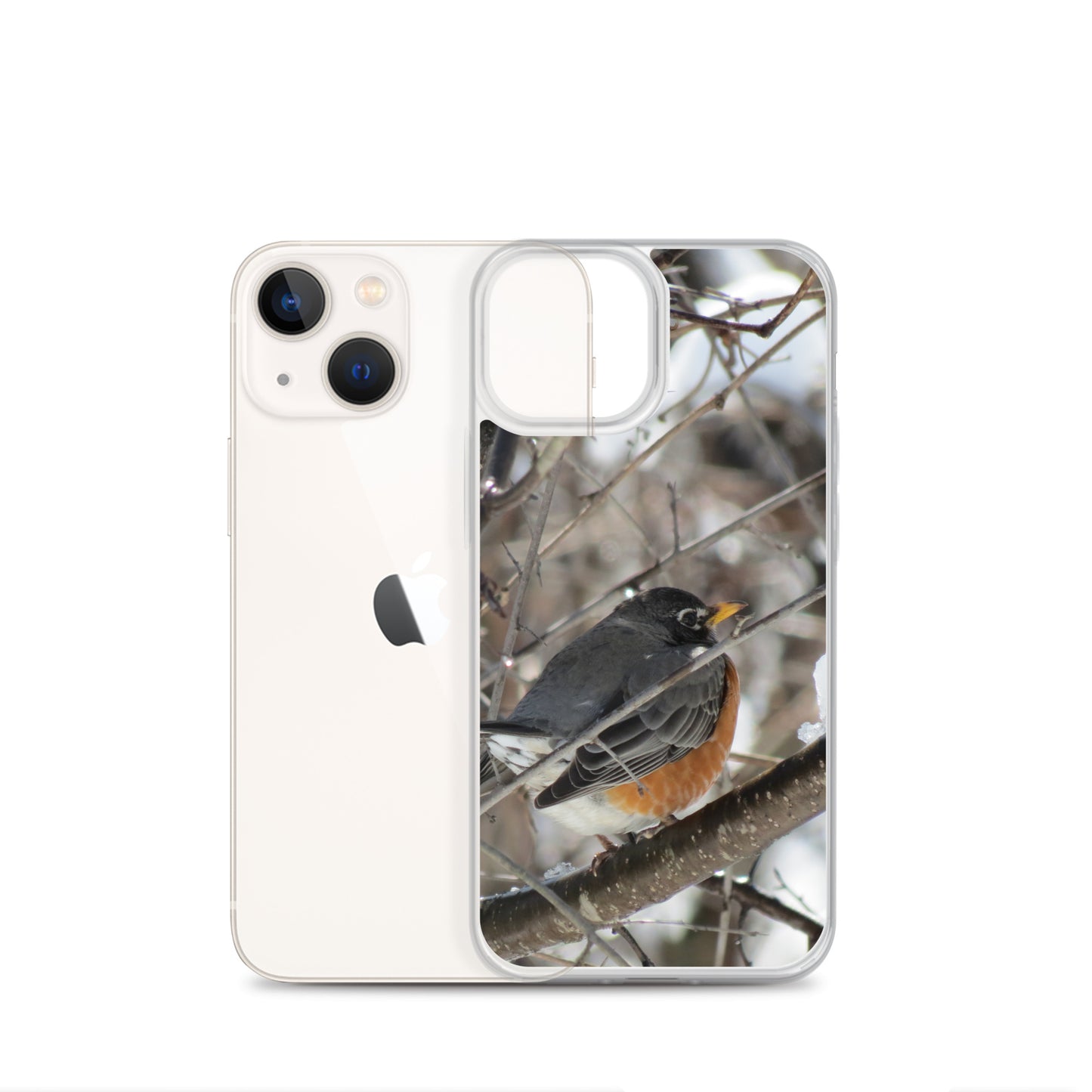 Coque transparente pour iPhone® - Snowy Robin