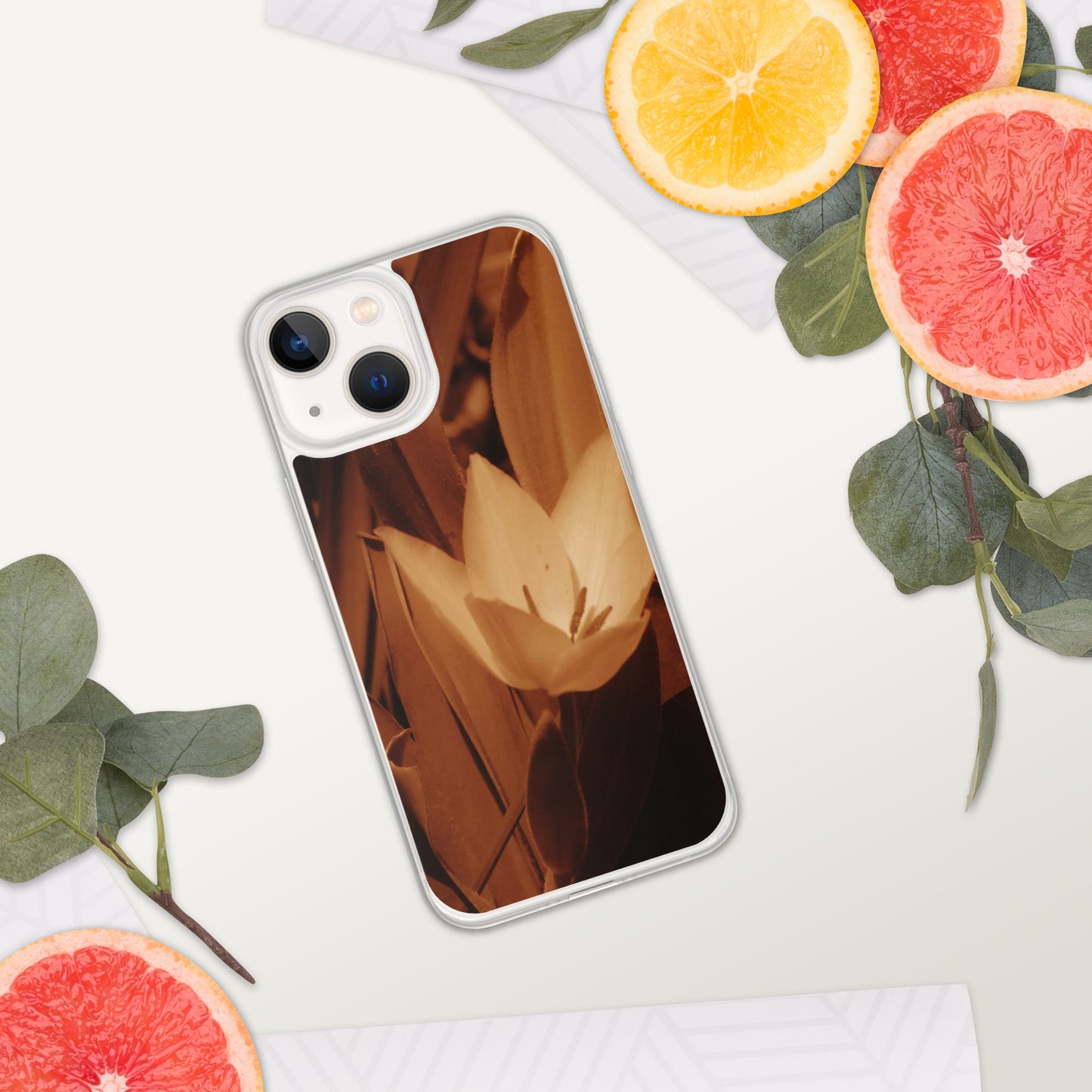 Clear Case for iPhone® - Sepia Opened Tulip