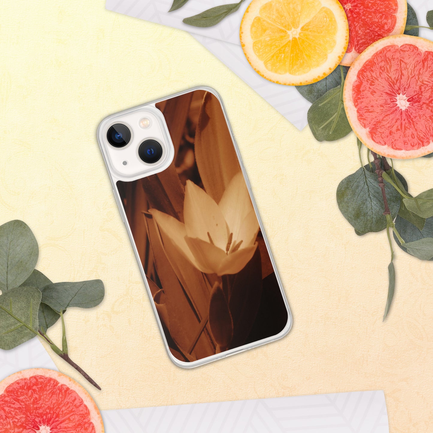 Clear Case for iPhone® - Sepia Opened Tulip