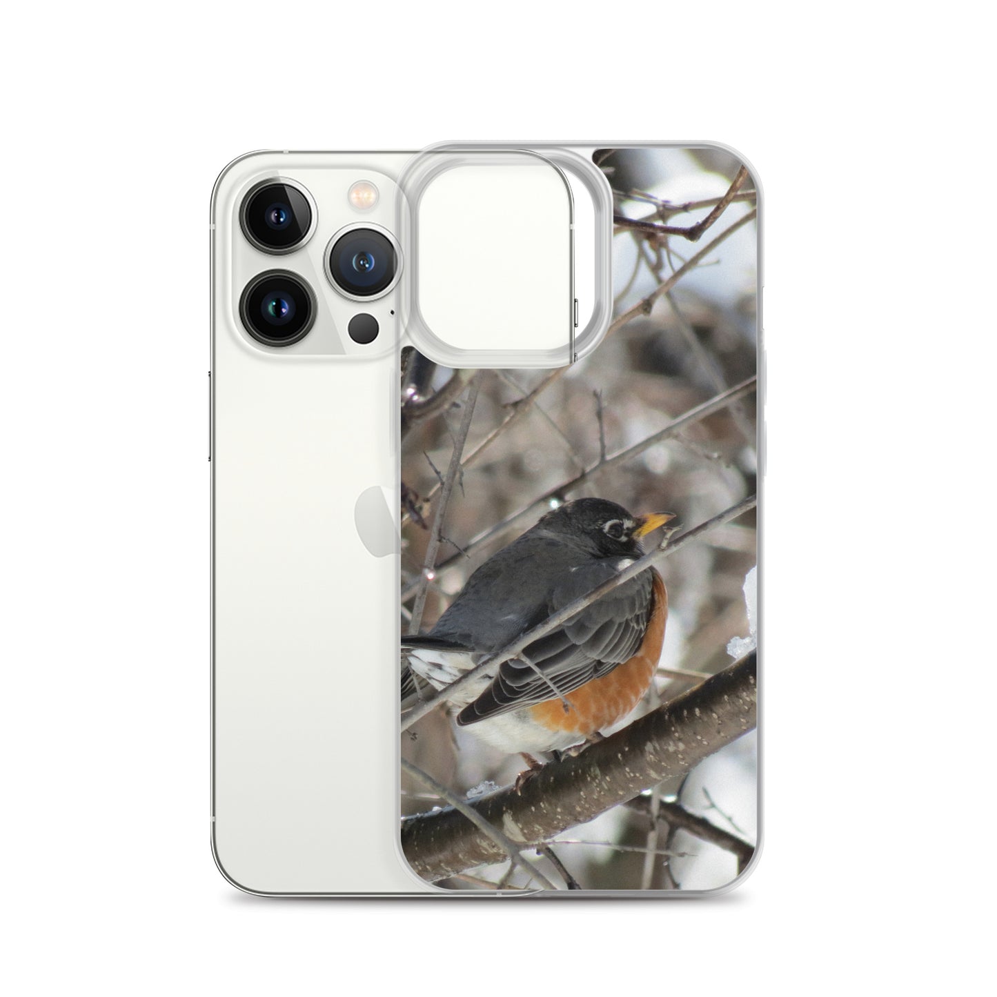 Coque transparente pour iPhone® - Snowy Robin