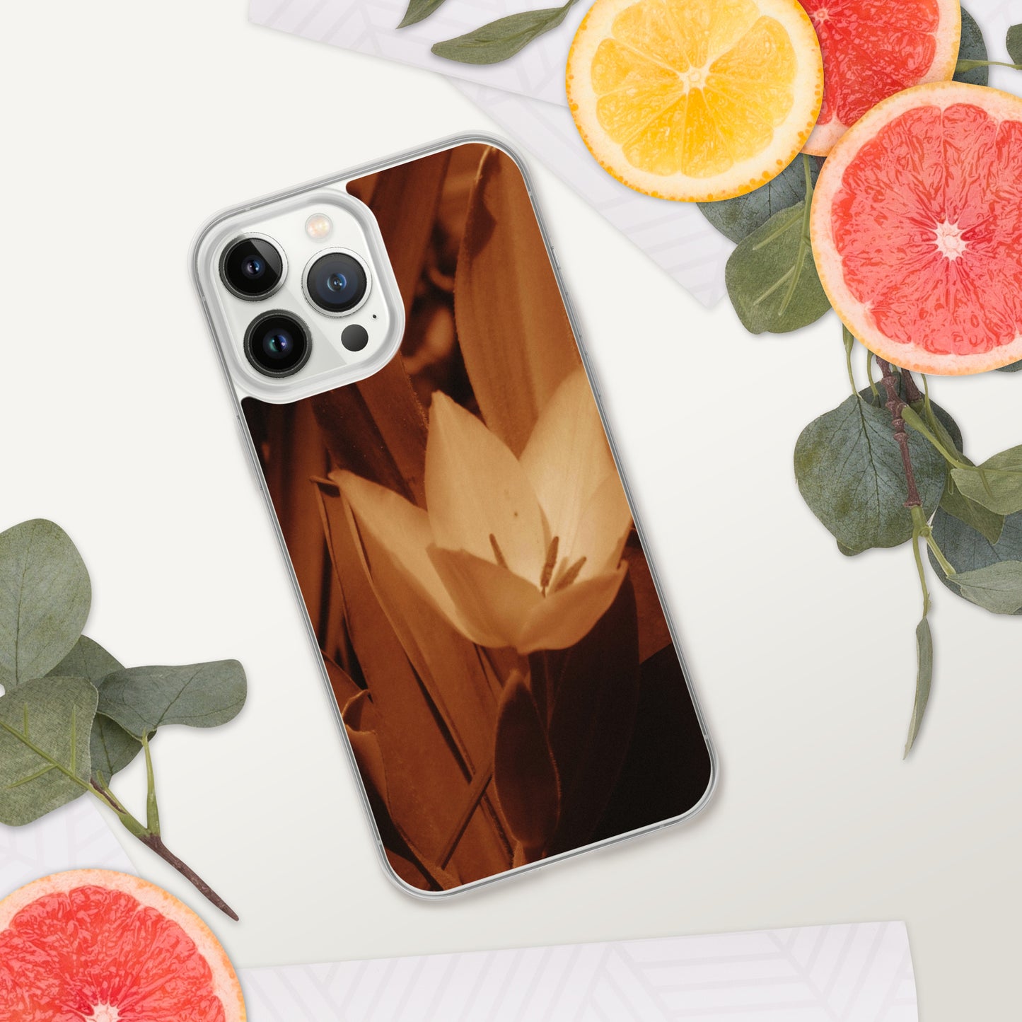 Clear Case for iPhone® - Sepia Opened Tulip
