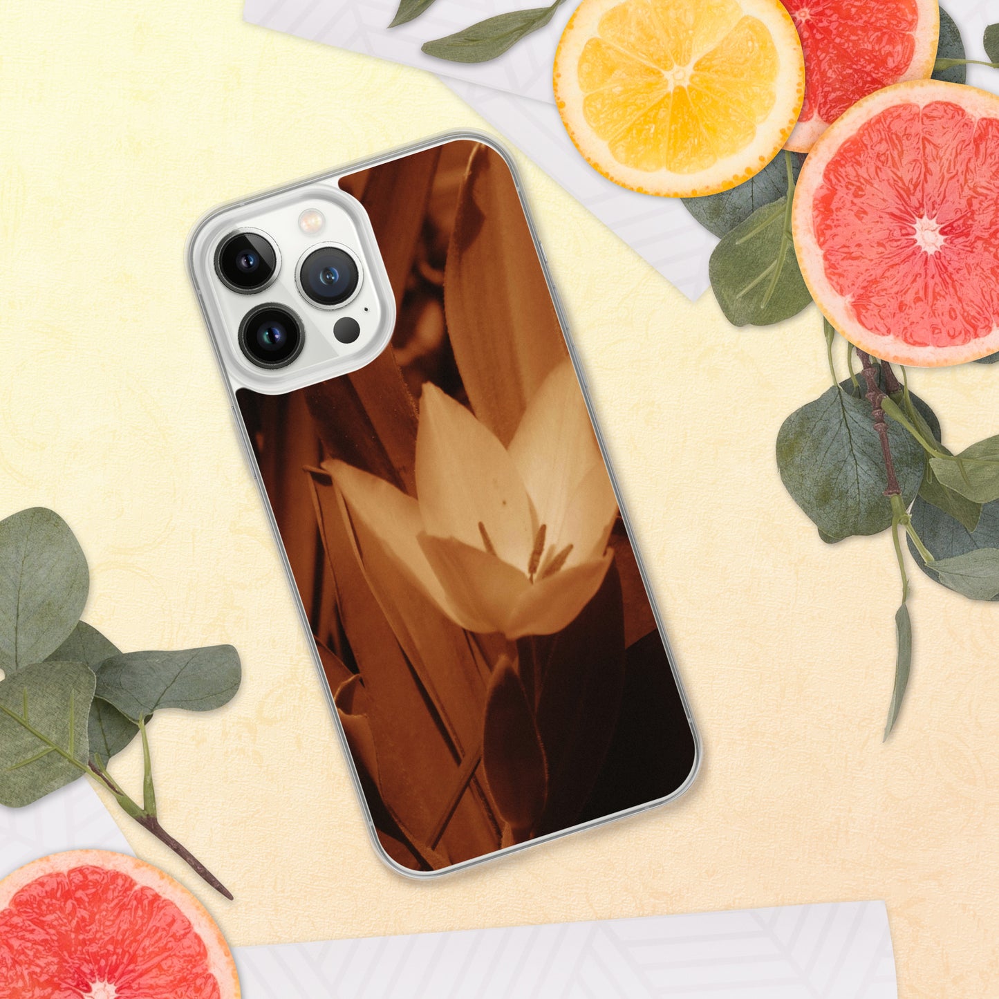 Clear Case for iPhone® - Sepia Opened Tulip