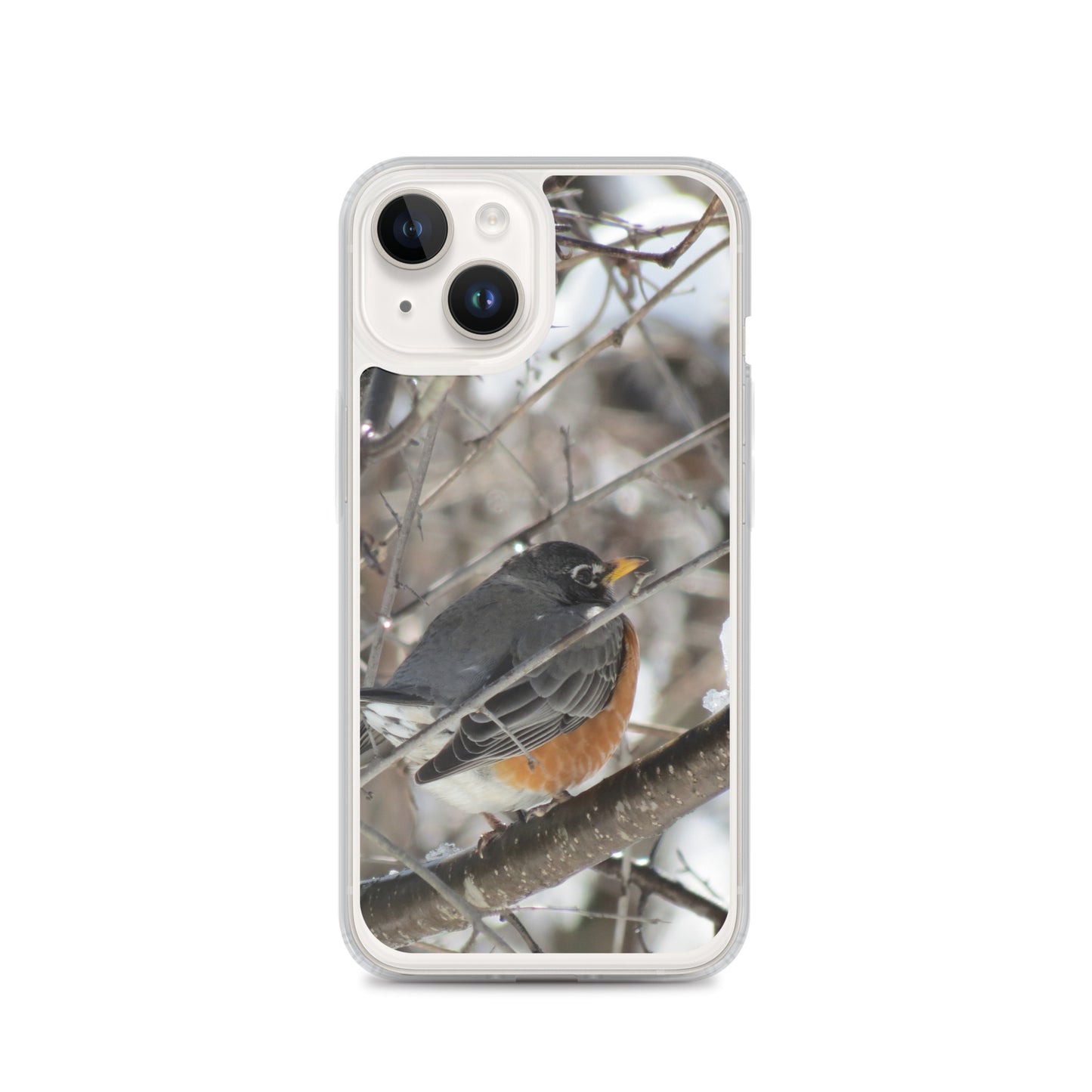 Clear Case for iPhone®- Snowy Robin