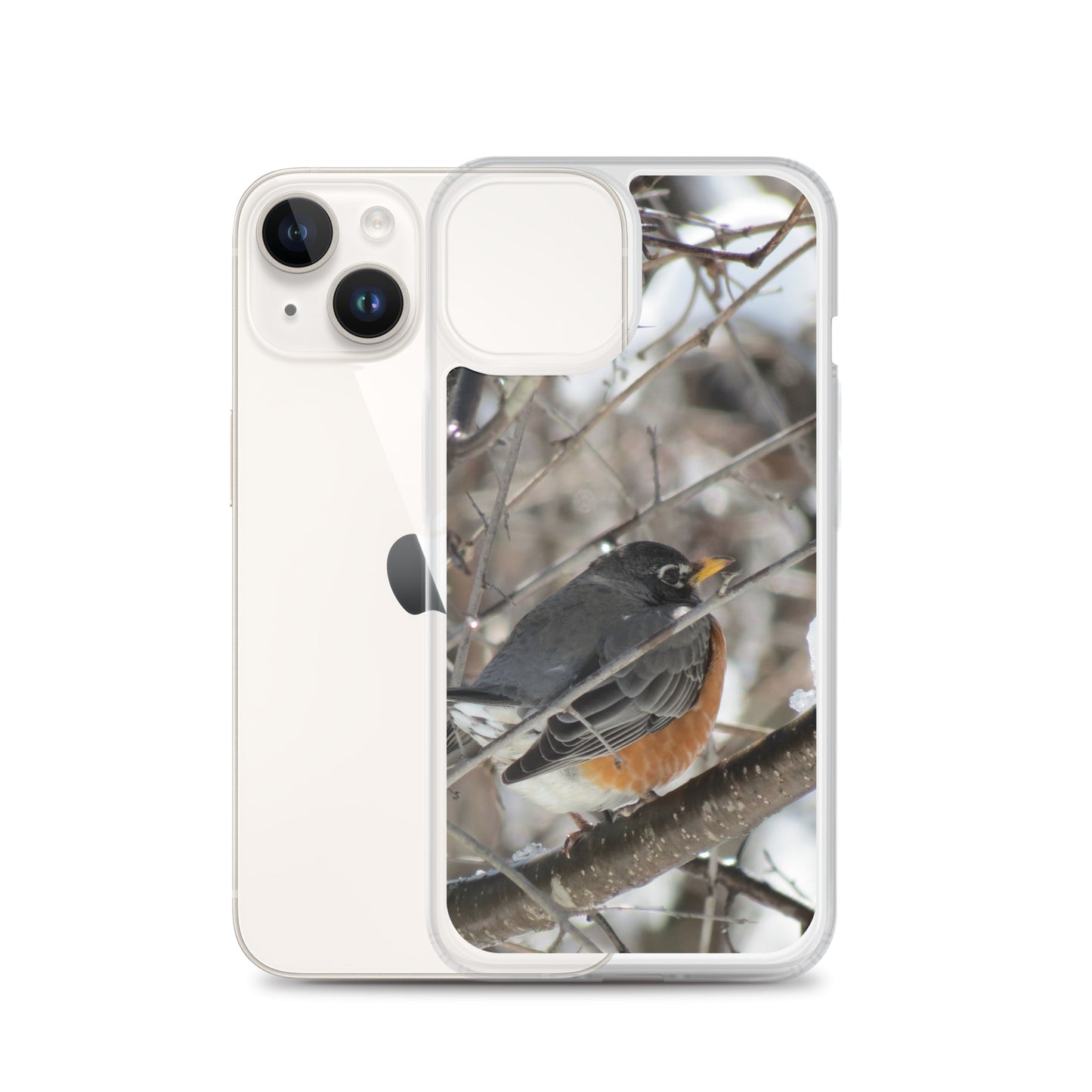Coque transparente pour iPhone® - Snowy Robin