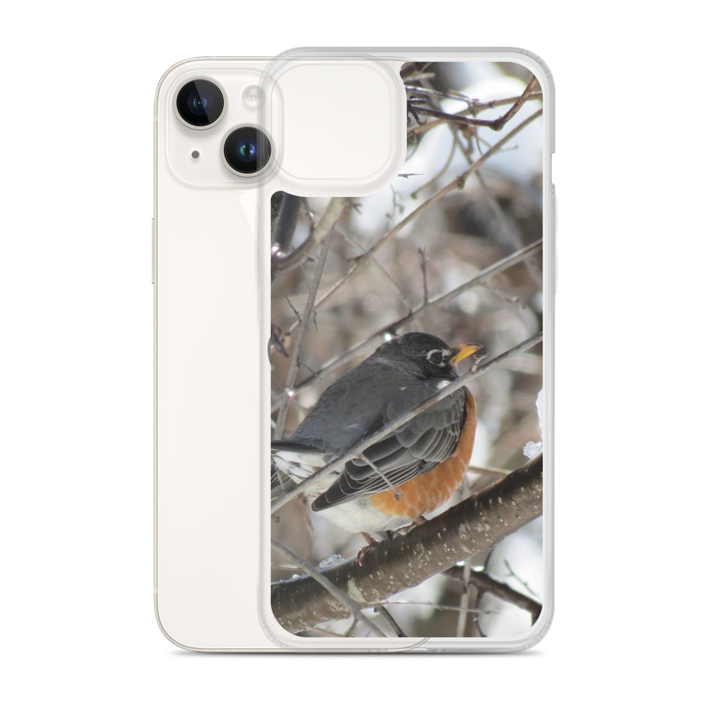 Coque transparente pour iPhone® - Snowy Robin