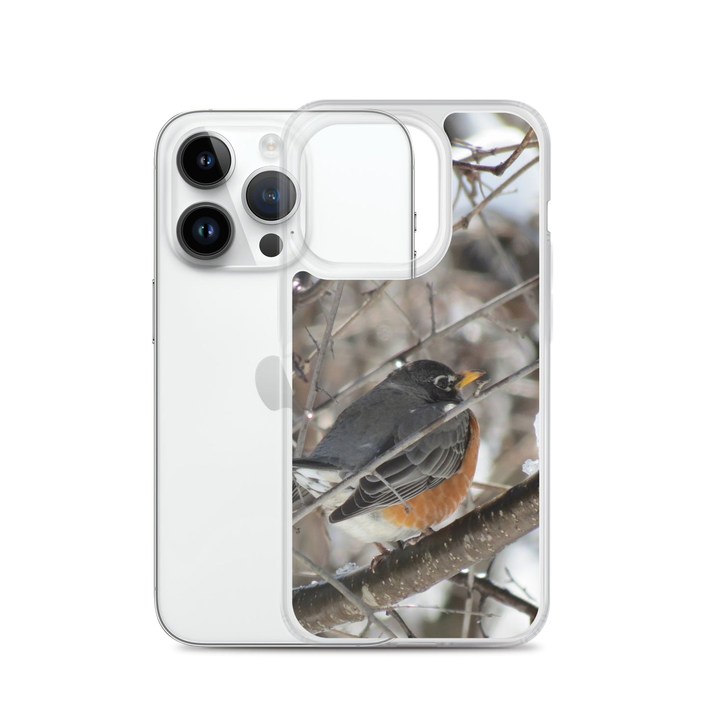 Coque transparente pour iPhone® - Snowy Robin