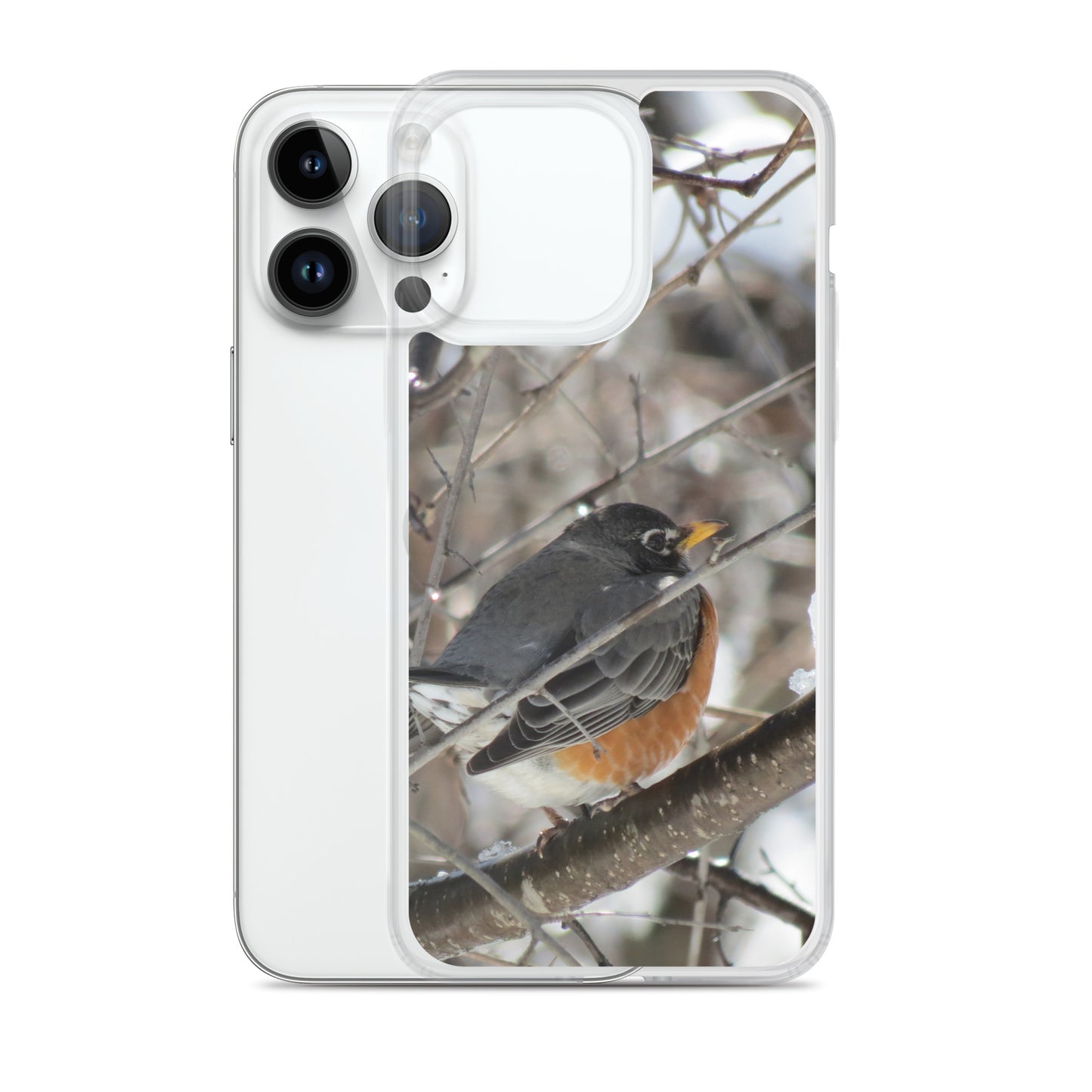 Coque transparente pour iPhone® - Snowy Robin