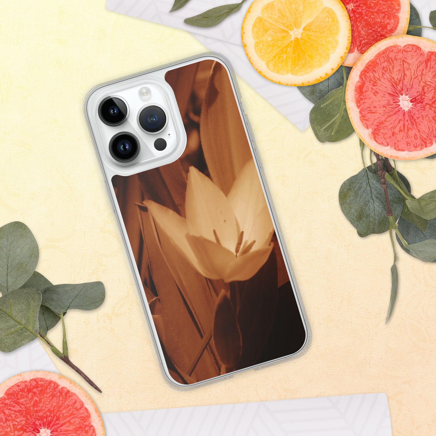 Clear Case for iPhone® - Sepia Opened Tulip