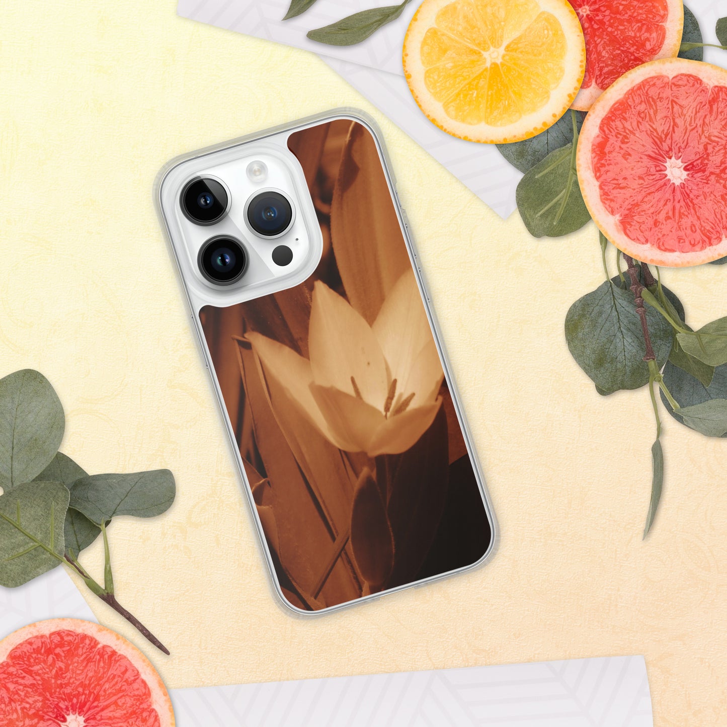 Clear Case for iPhone® - Sepia Opened Tulip