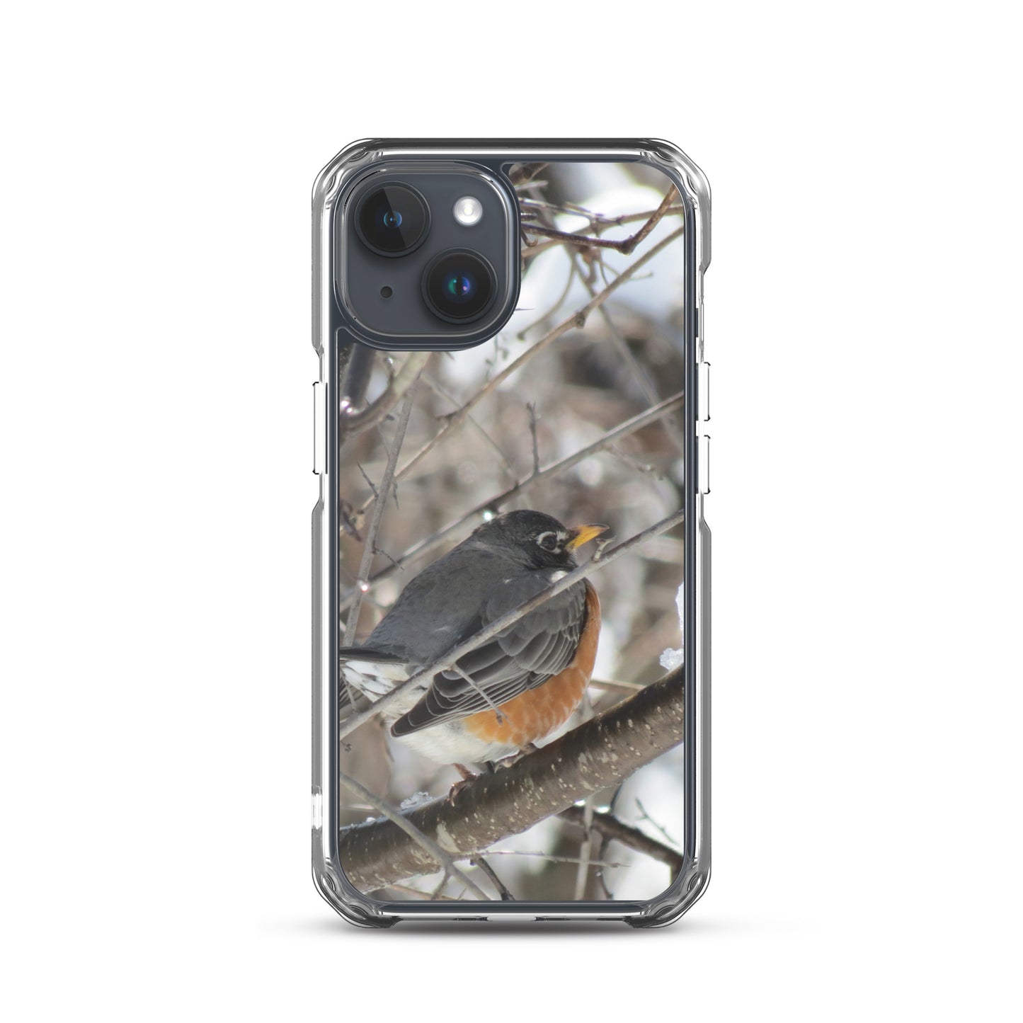 Coque transparente pour iPhone® - Snowy Robin