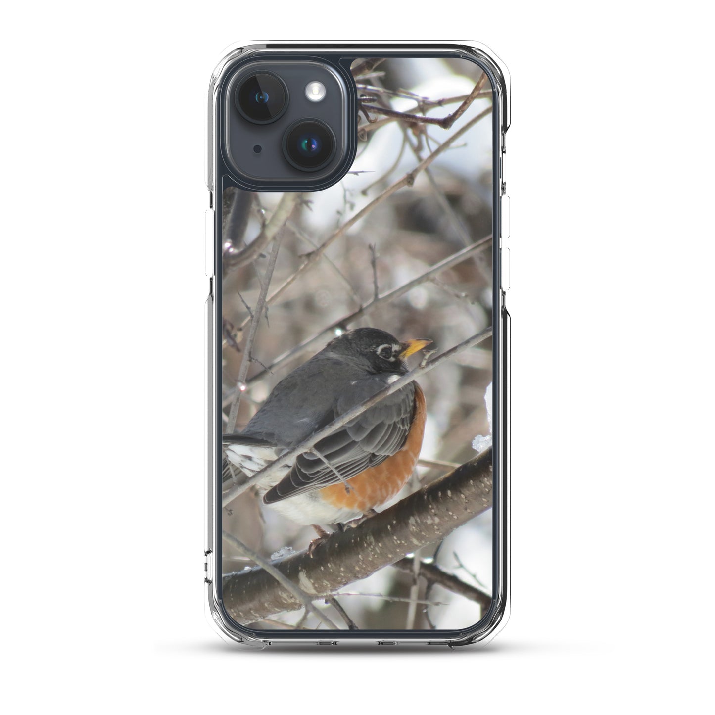 Coque transparente pour iPhone® - Snowy Robin