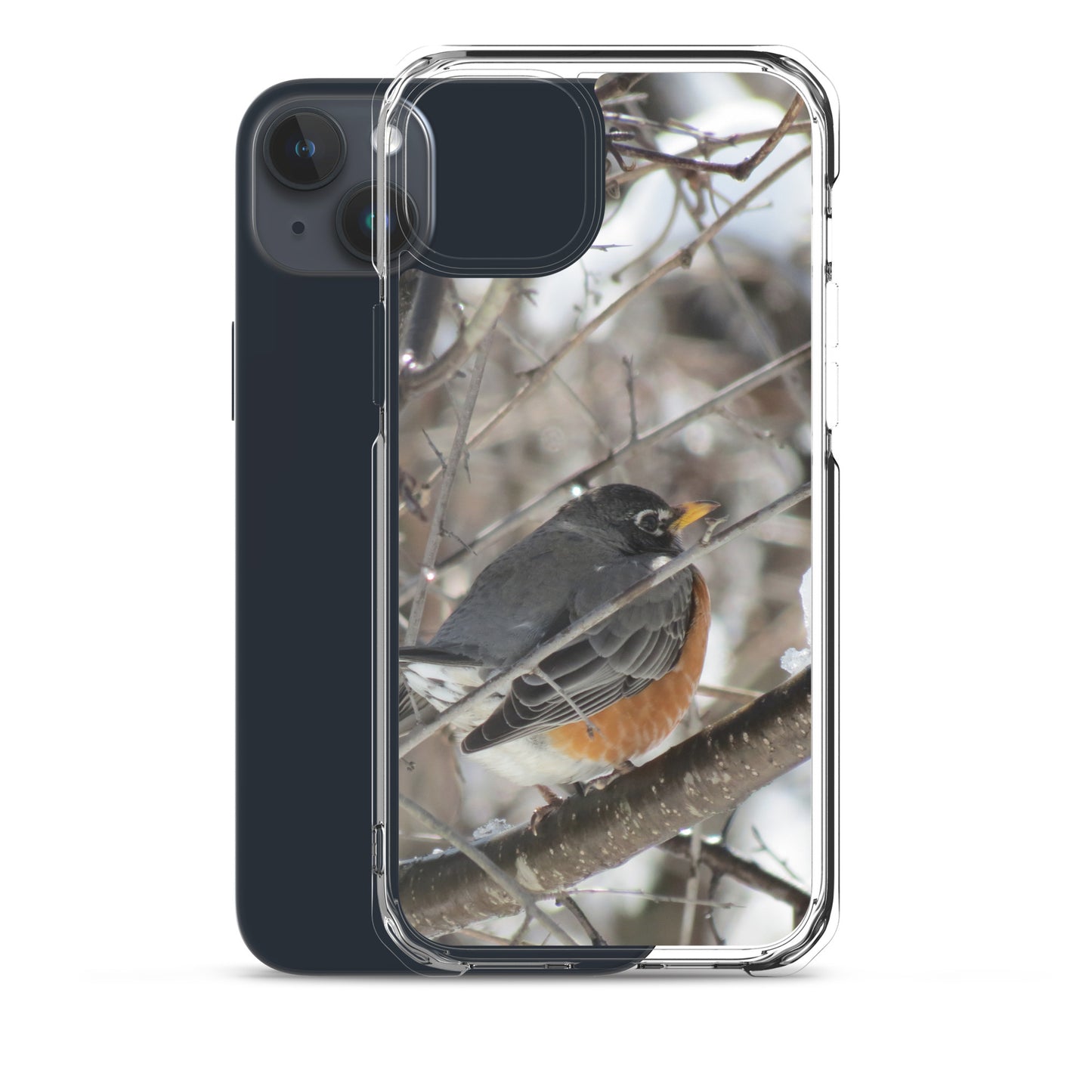 Coque transparente pour iPhone® - Snowy Robin
