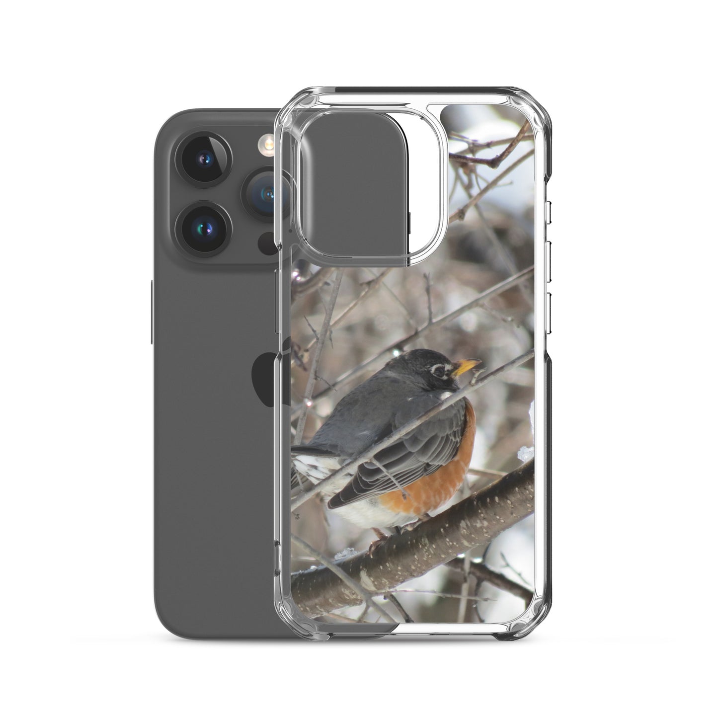 Coque transparente pour iPhone® - Snowy Robin