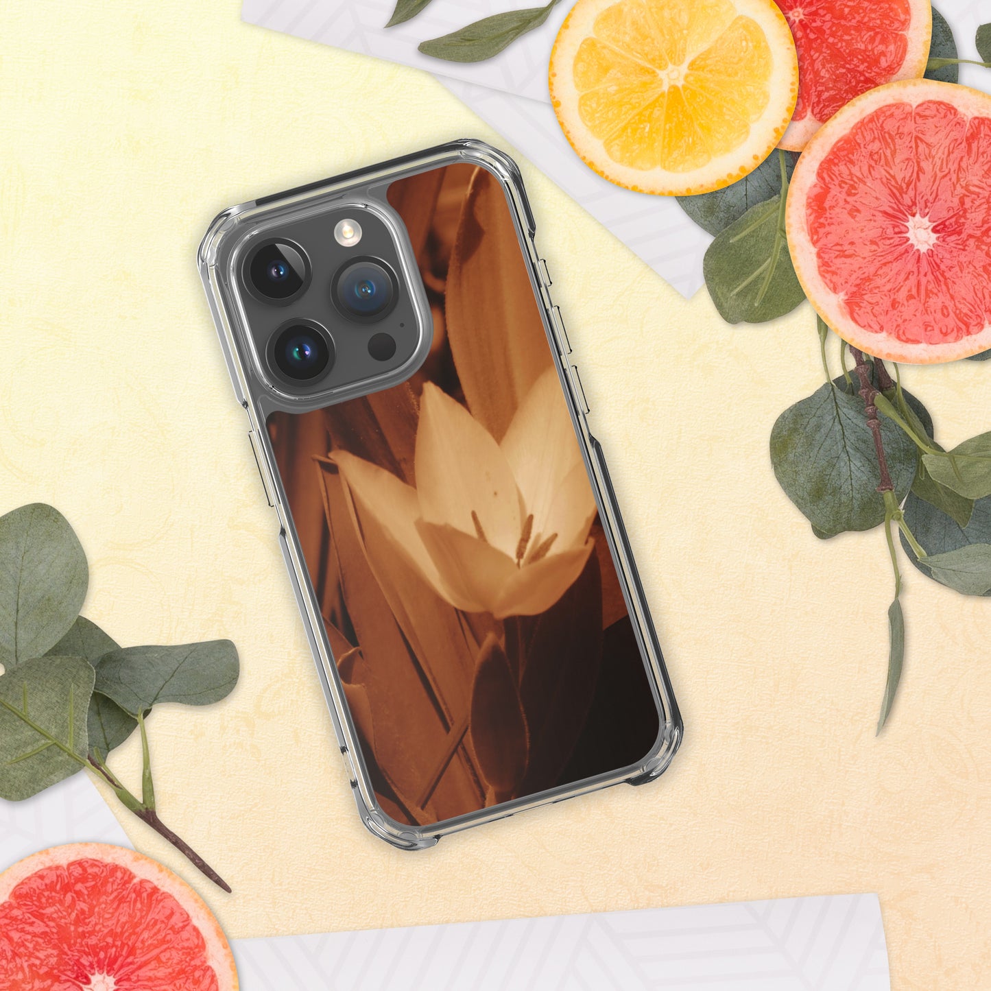Clear Case for iPhone® - Sepia Opened Tulip
