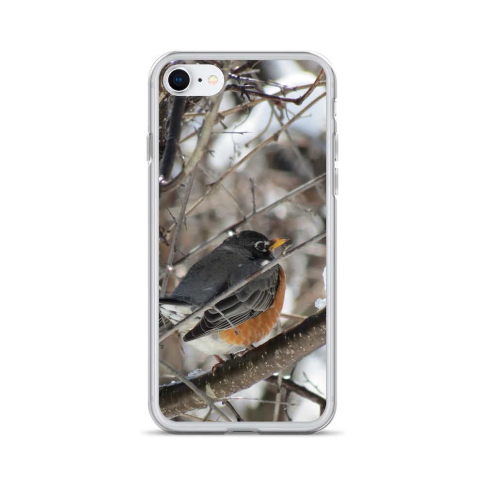Coque transparente pour iPhone® - Snowy Robin