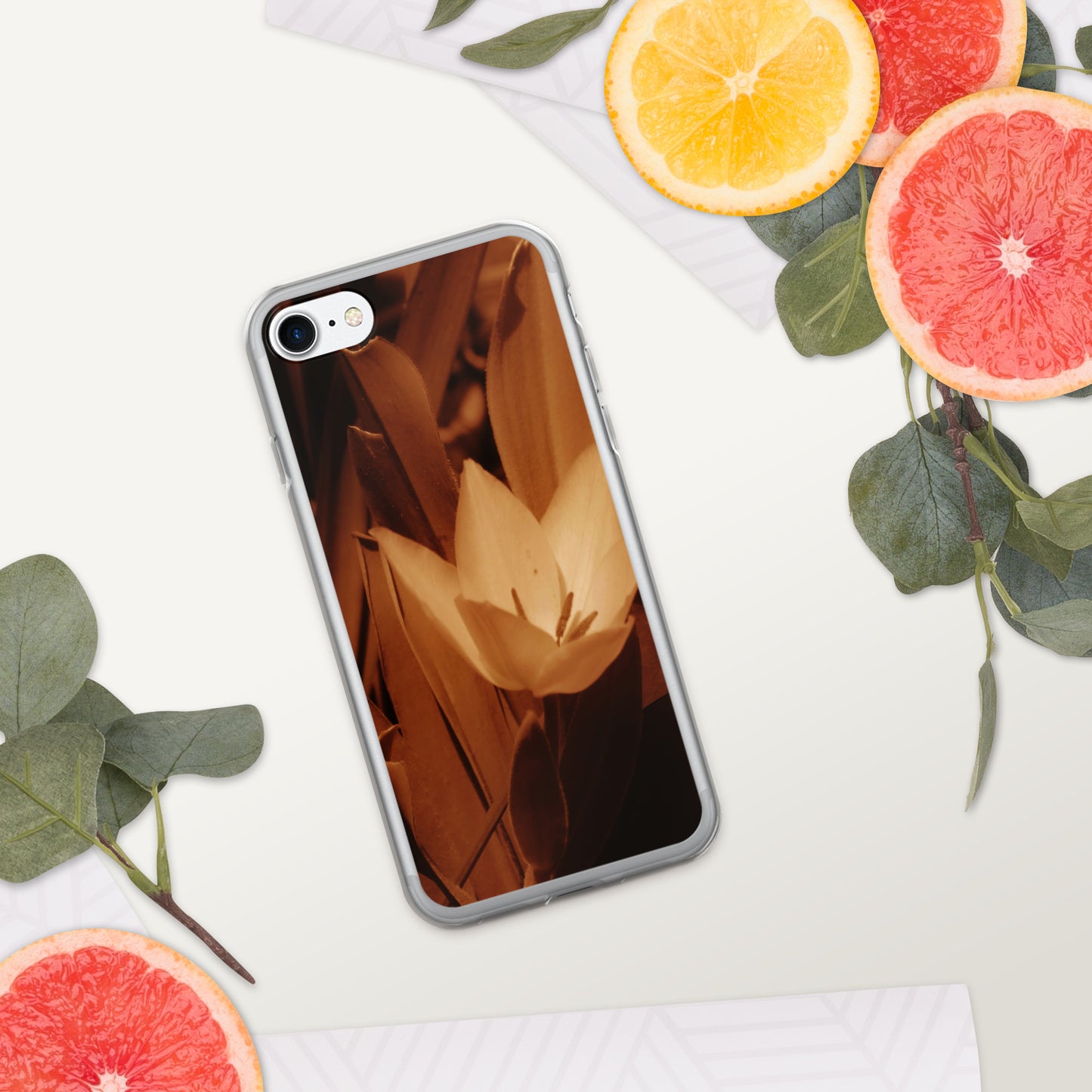 Clear Case for iPhone® - Sepia Opened Tulip