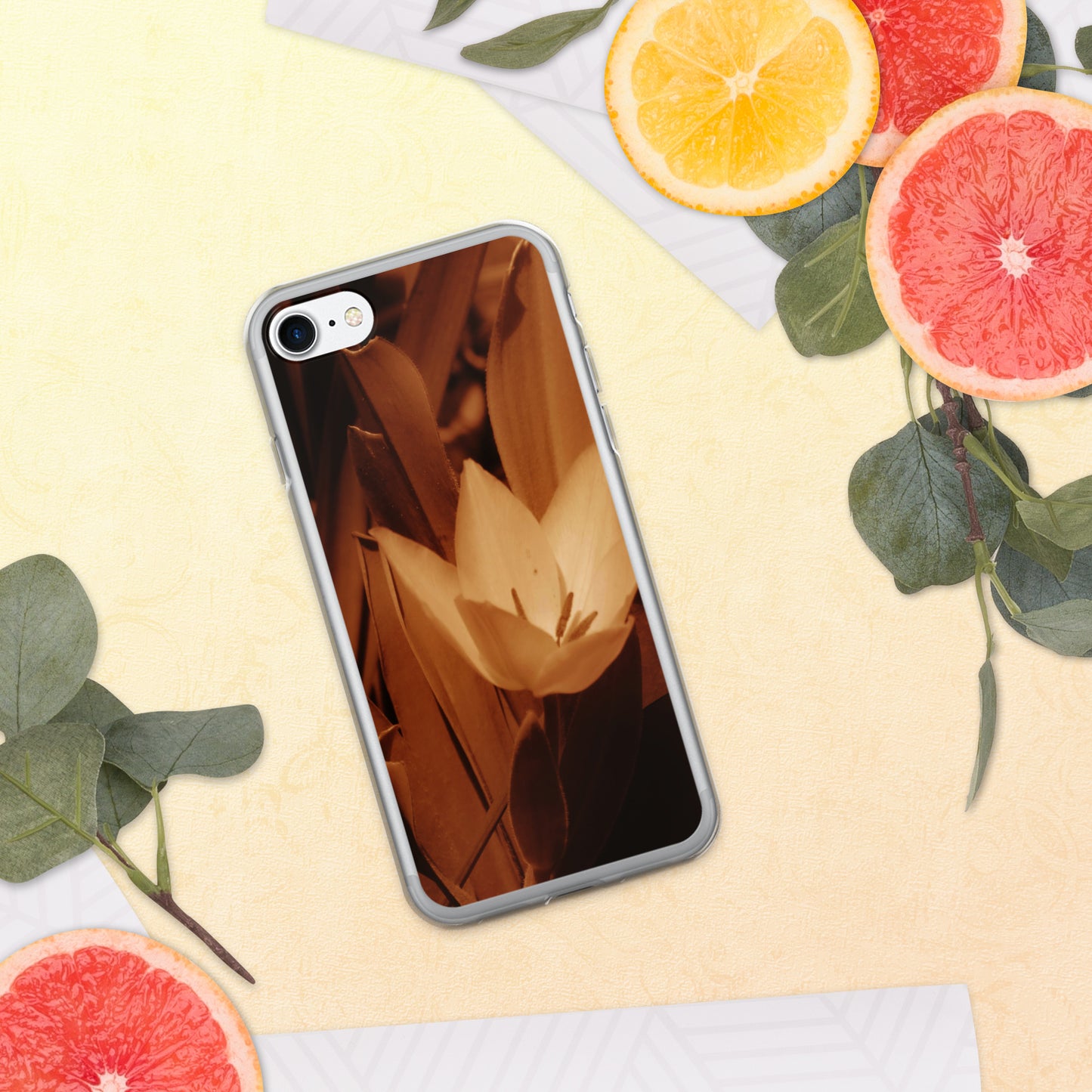Clear Case for iPhone® - Sepia Opened Tulip